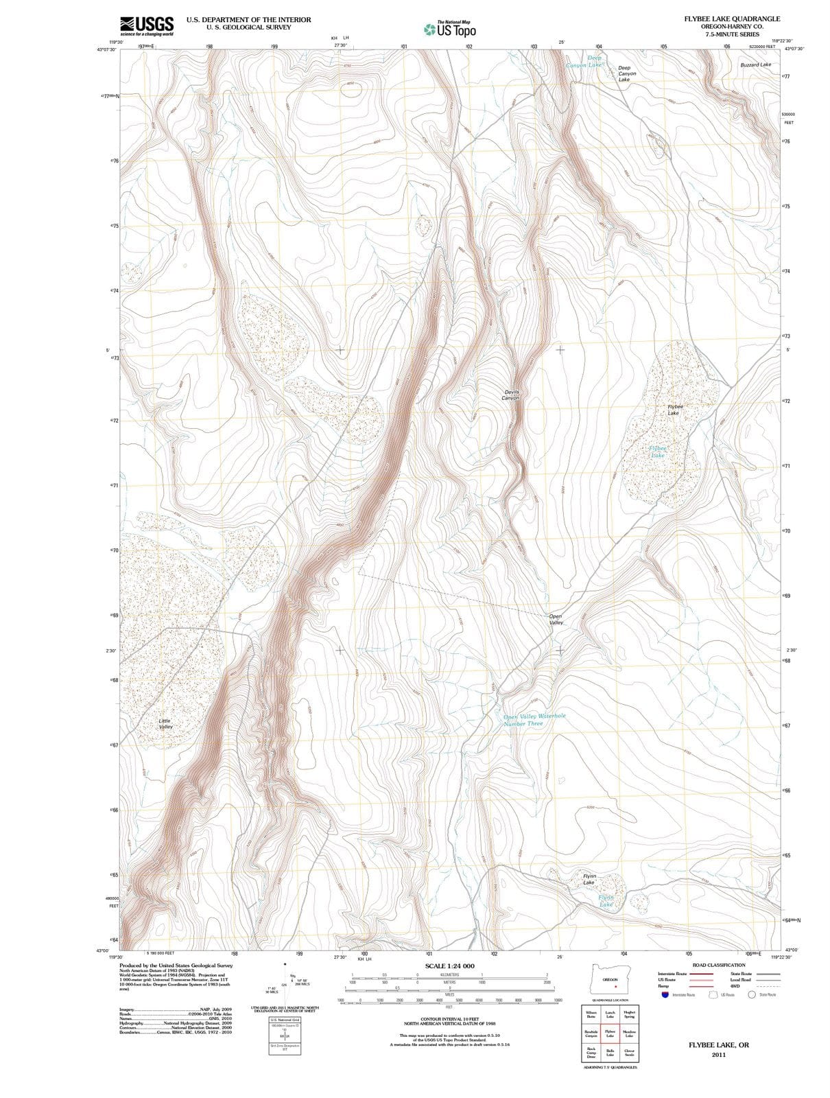 2011 Flybee Lake, OR - Oregon - USGS Topographic Map