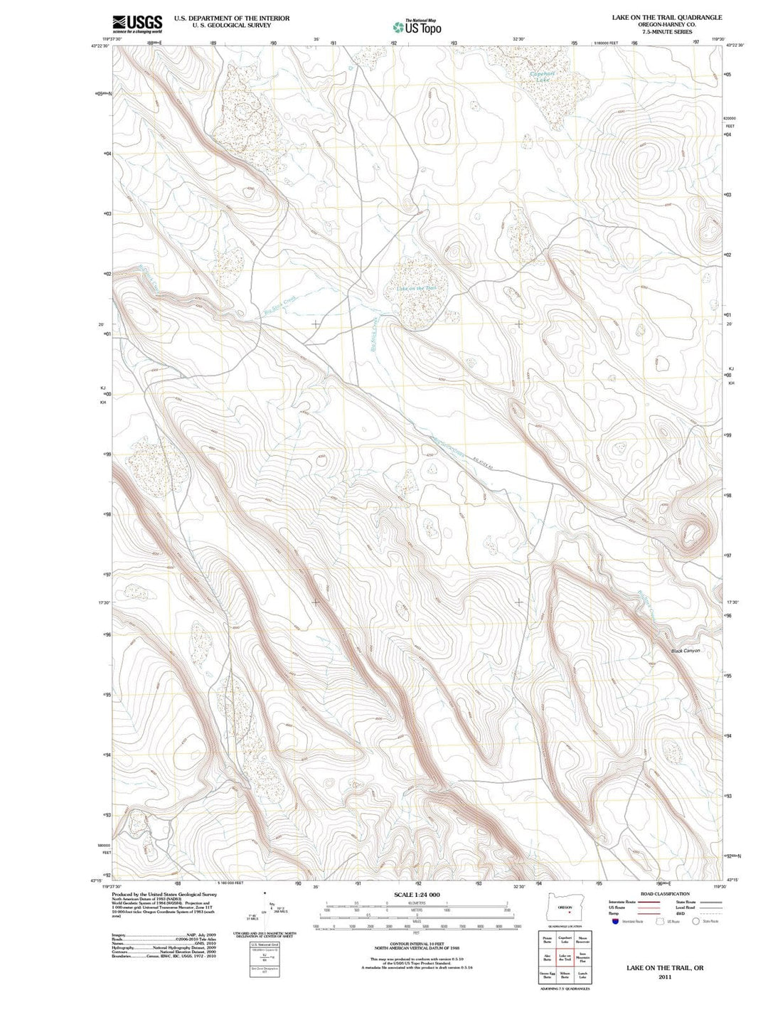 2011 Lake on The Trail, OR - Oregon - USGS Topographic Map