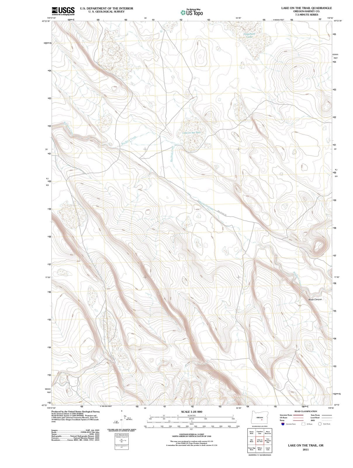 2011 Lake on The Trail, OR - Oregon - USGS Topographic Map