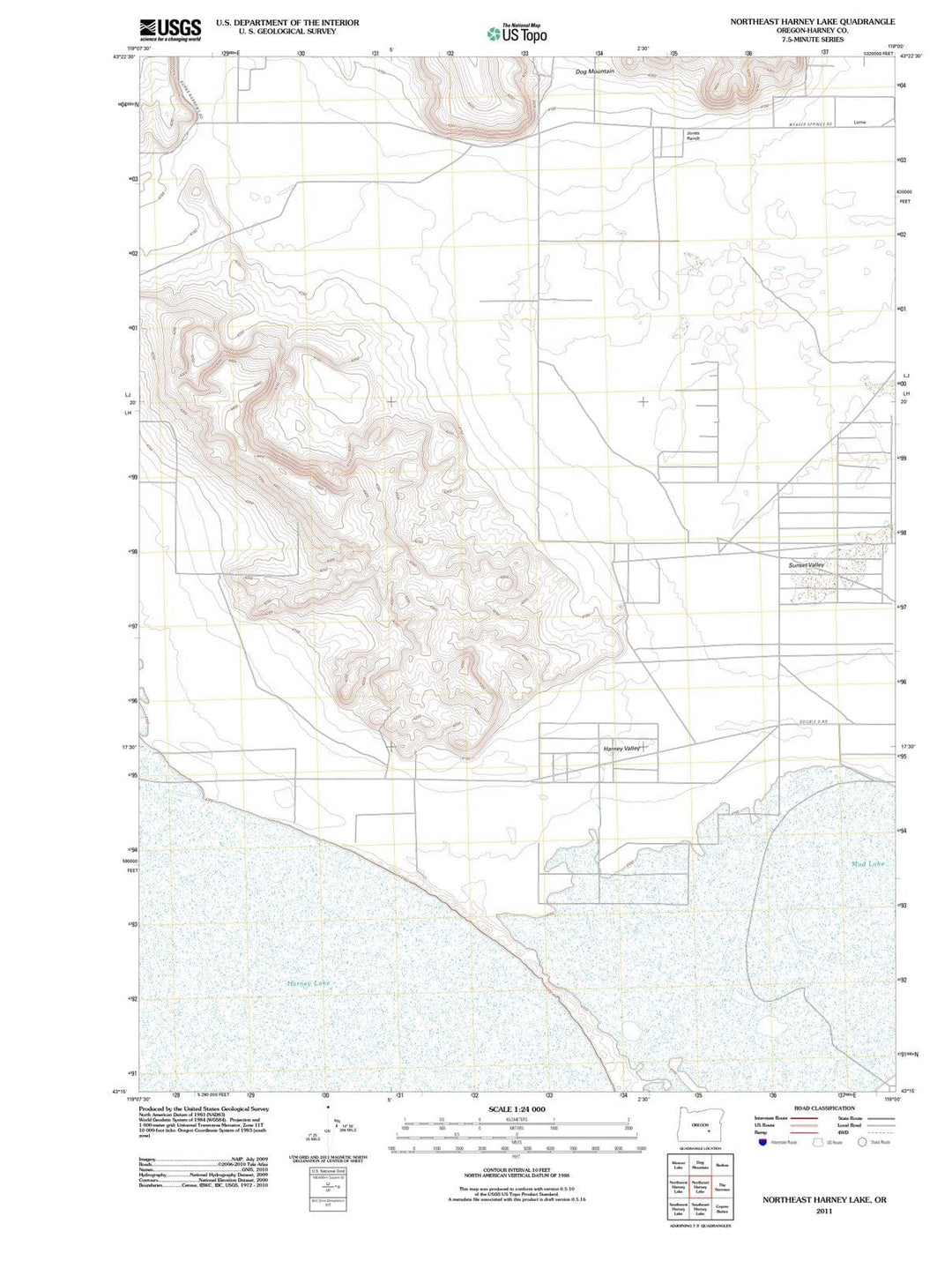 2011 Northeast Harney Lake, OR - Oregon - USGS Topographic Map