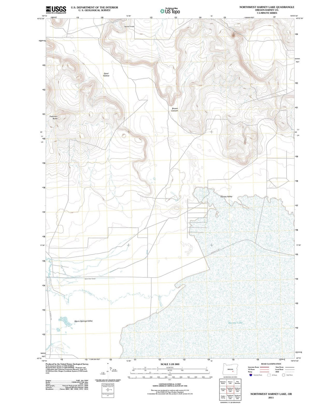 2011 Northwest Harney Lake, OR - Oregon - USGS Topographic Map