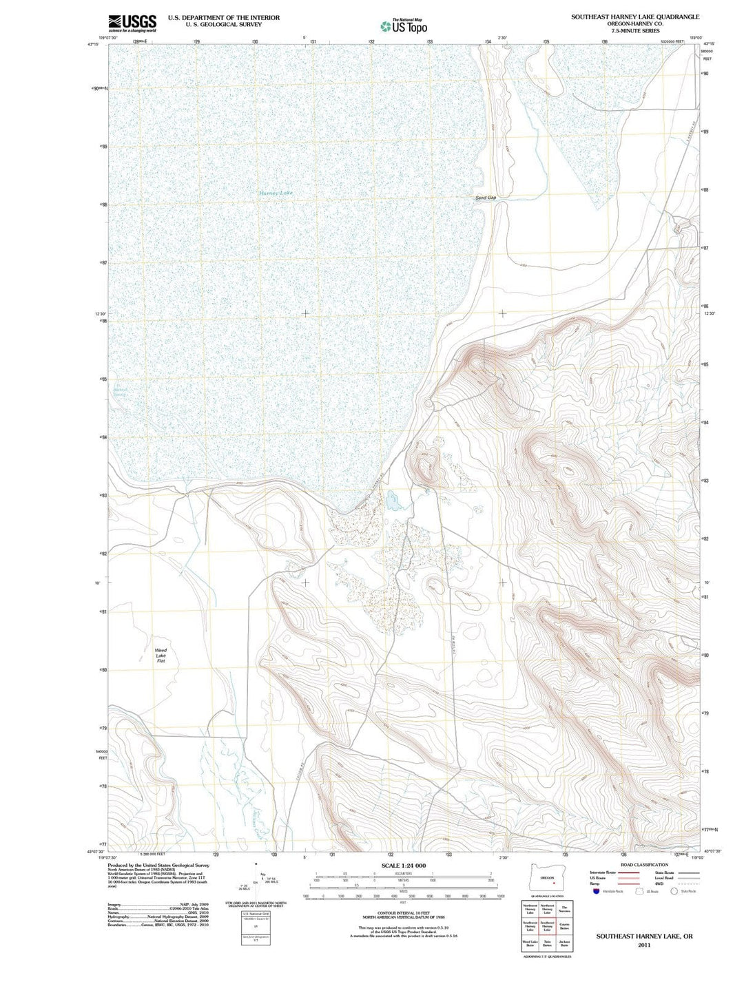 2011 Southeast Harney Lake, OR - Oregon - USGS Topographic Map