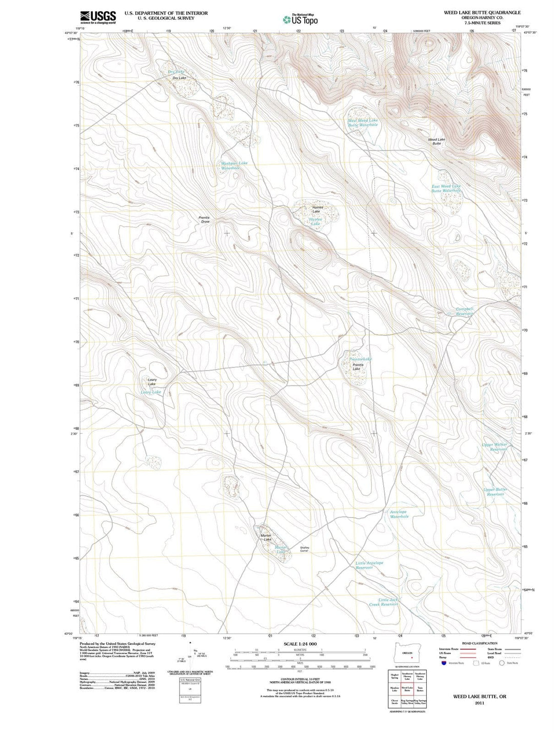 2011 Weed Lake Butte, OR - Oregon - USGS Topographic Map