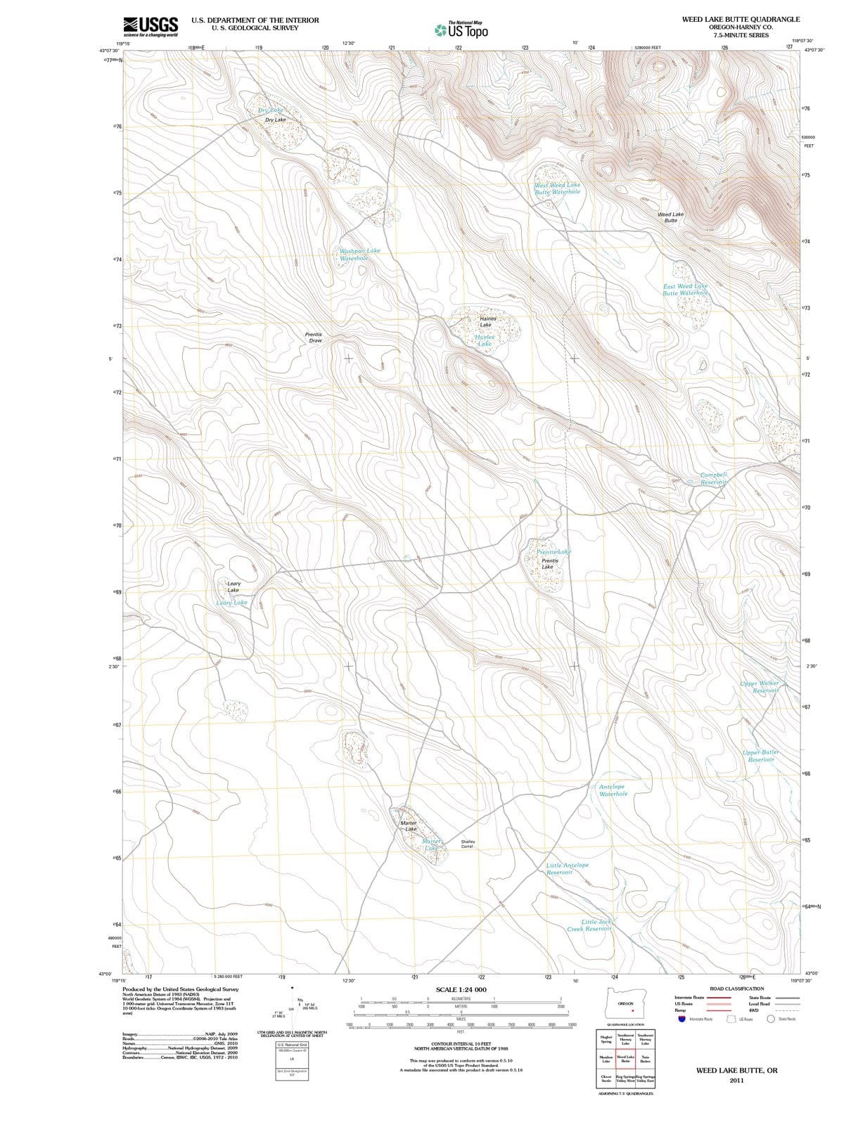 2011 Weed Lake Butte, OR - Oregon - USGS Topographic Map