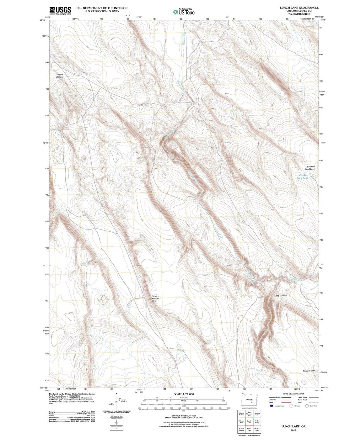 2011 Lunch Lake, OR - Oregon - USGS Topographic Map