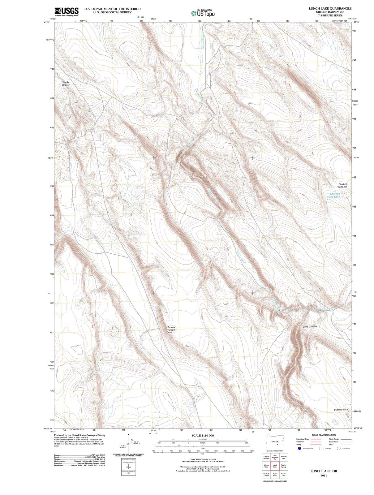 2011 Lunch Lake, OR - Oregon - USGS Topographic Map