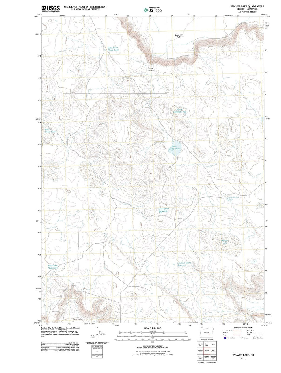 2011 Weaver Lake, OR - Oregon - USGS Topographic Map