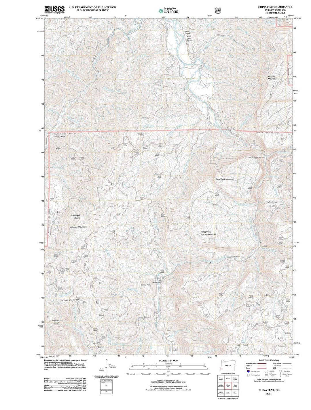 2011 China Flat, OR - Oregon - USGS Topographic Map