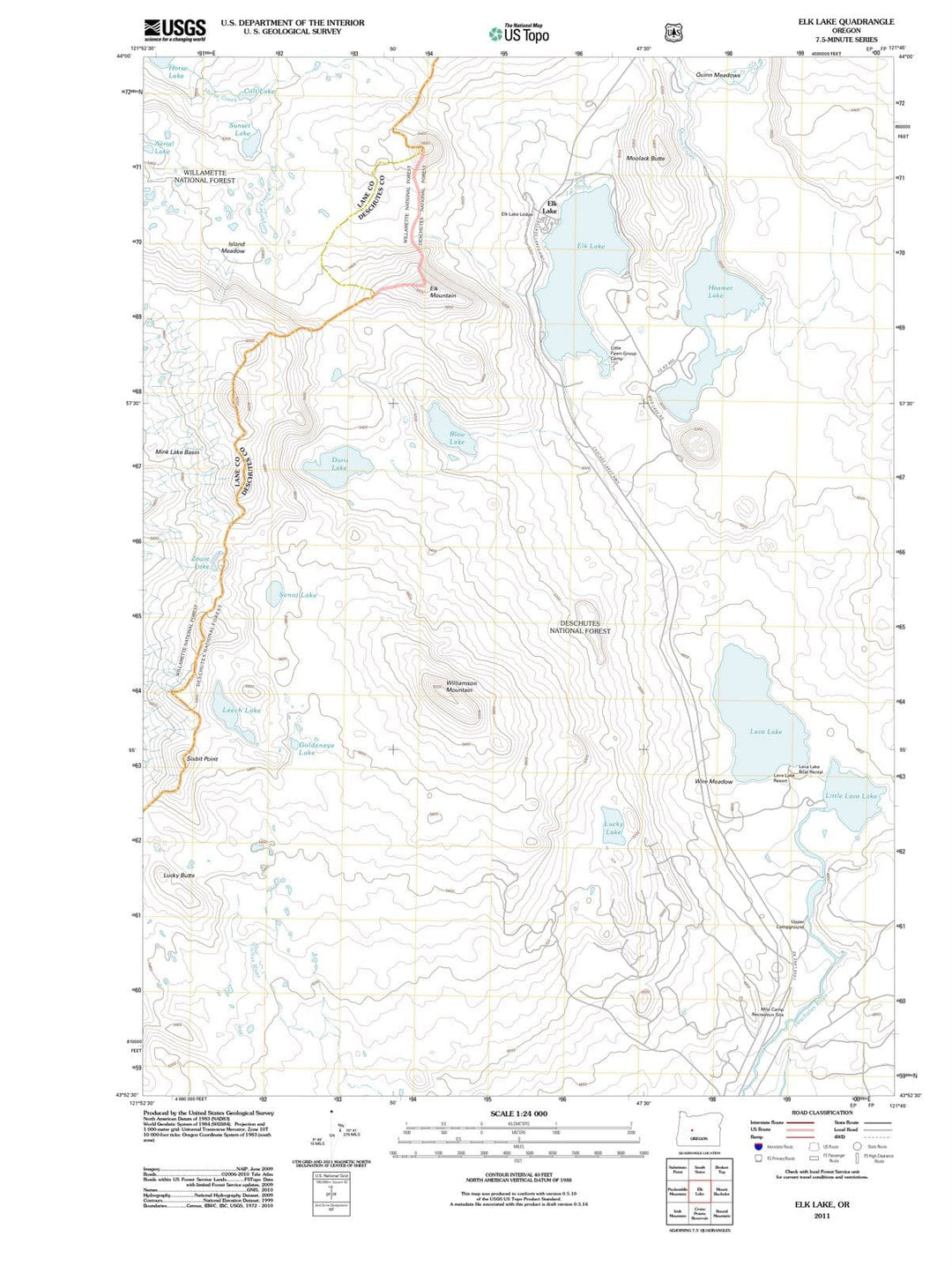 2011 Elk Lake, OR - Oregon - USGS Topographic Map