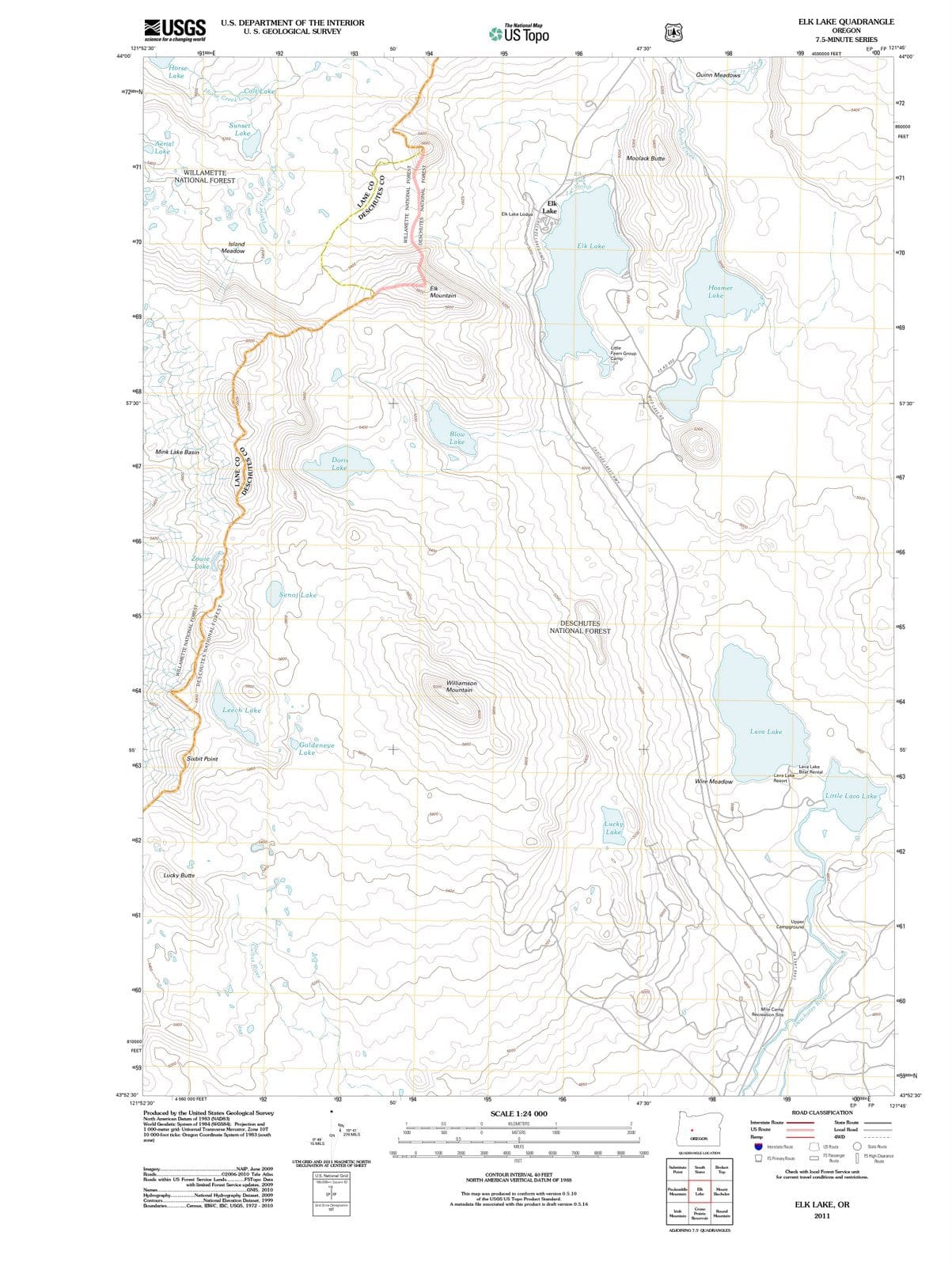 2011 Elk Lake, OR - Oregon - USGS Topographic Map