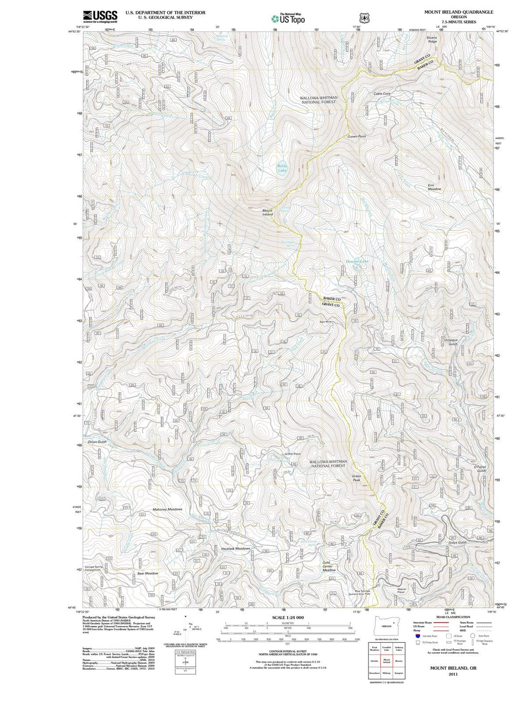 2011 Mount Ireland, OR - Oregon - USGS Topographic Map