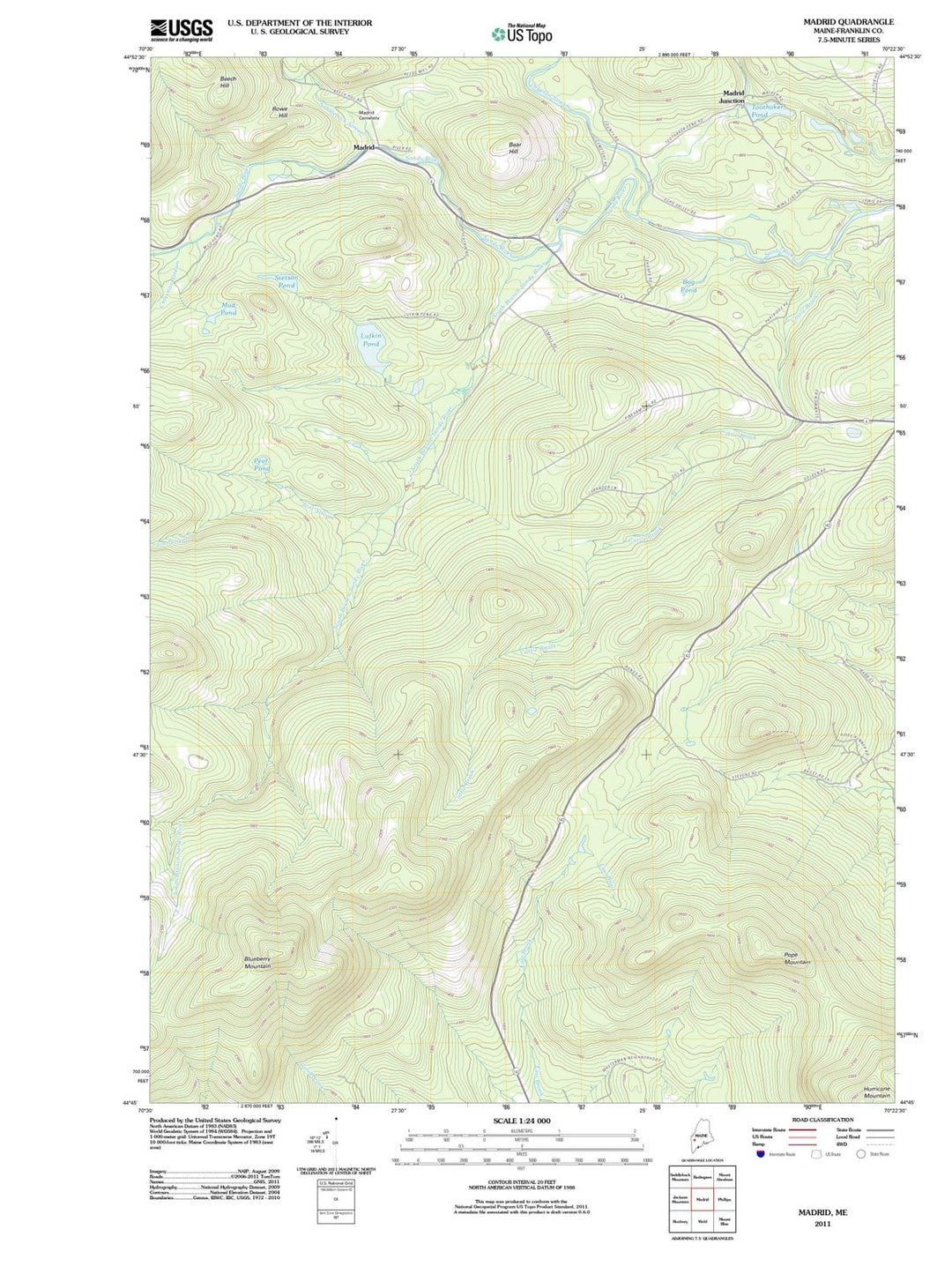 2011 Madrid, ME - Maine - USGS Topographic Map