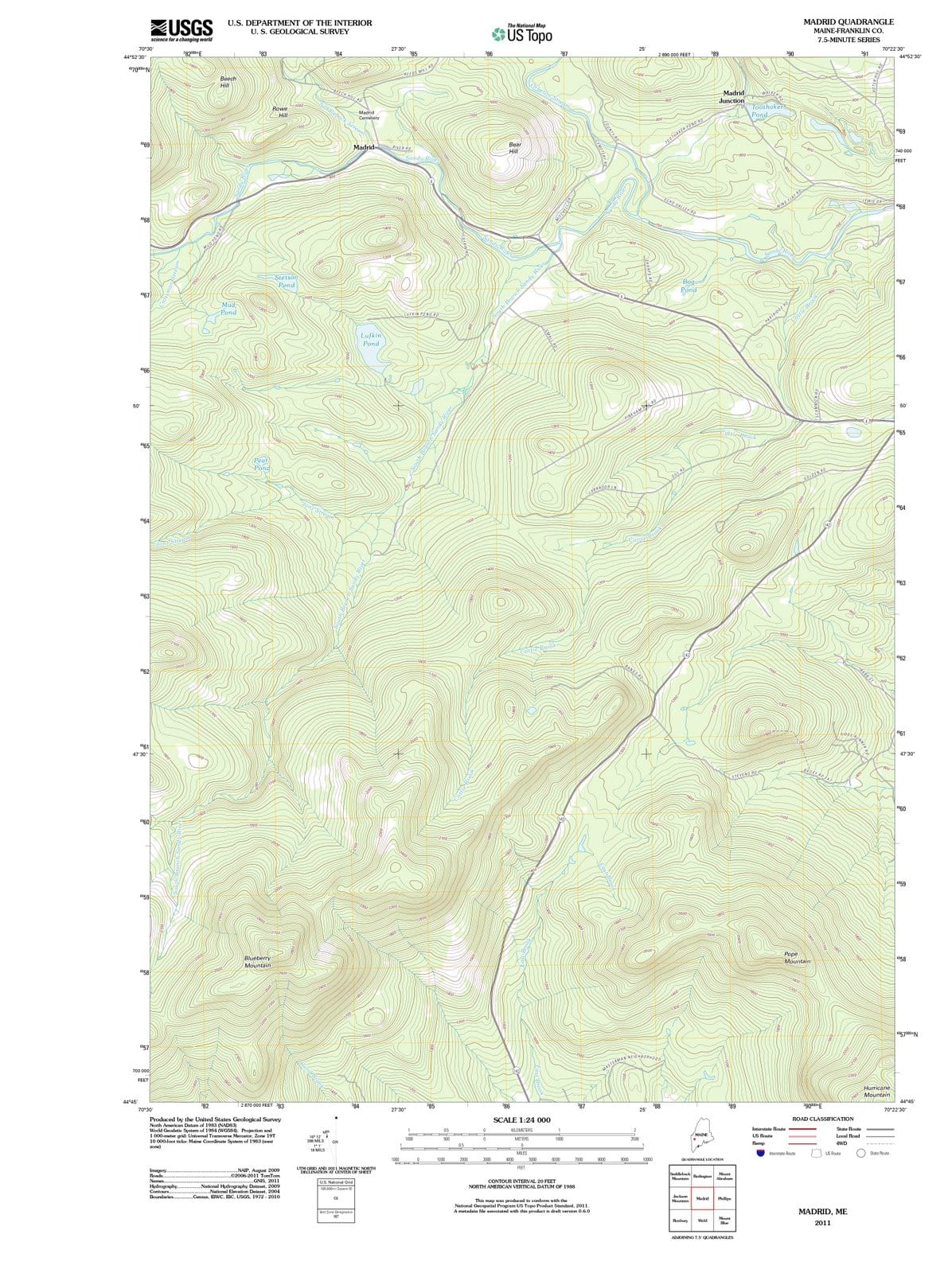 2011 Madrid, ME - Maine - USGS Topographic Map