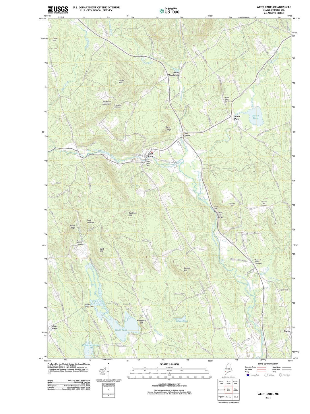 2011 West Paris, ME - Maine - USGS Topographic Map