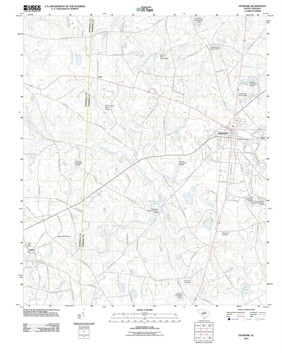 2011 Denmark, SC - South Carolina - USGS Topographic Map