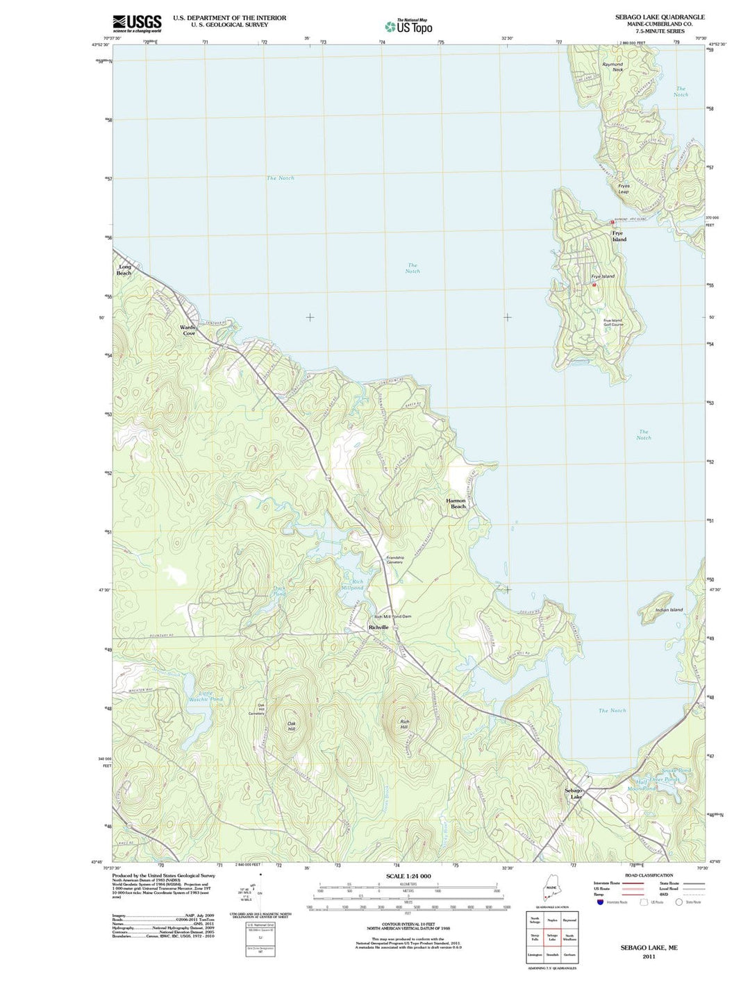 2011 Sebago Lake, ME - Maine - USGS Topographic Map