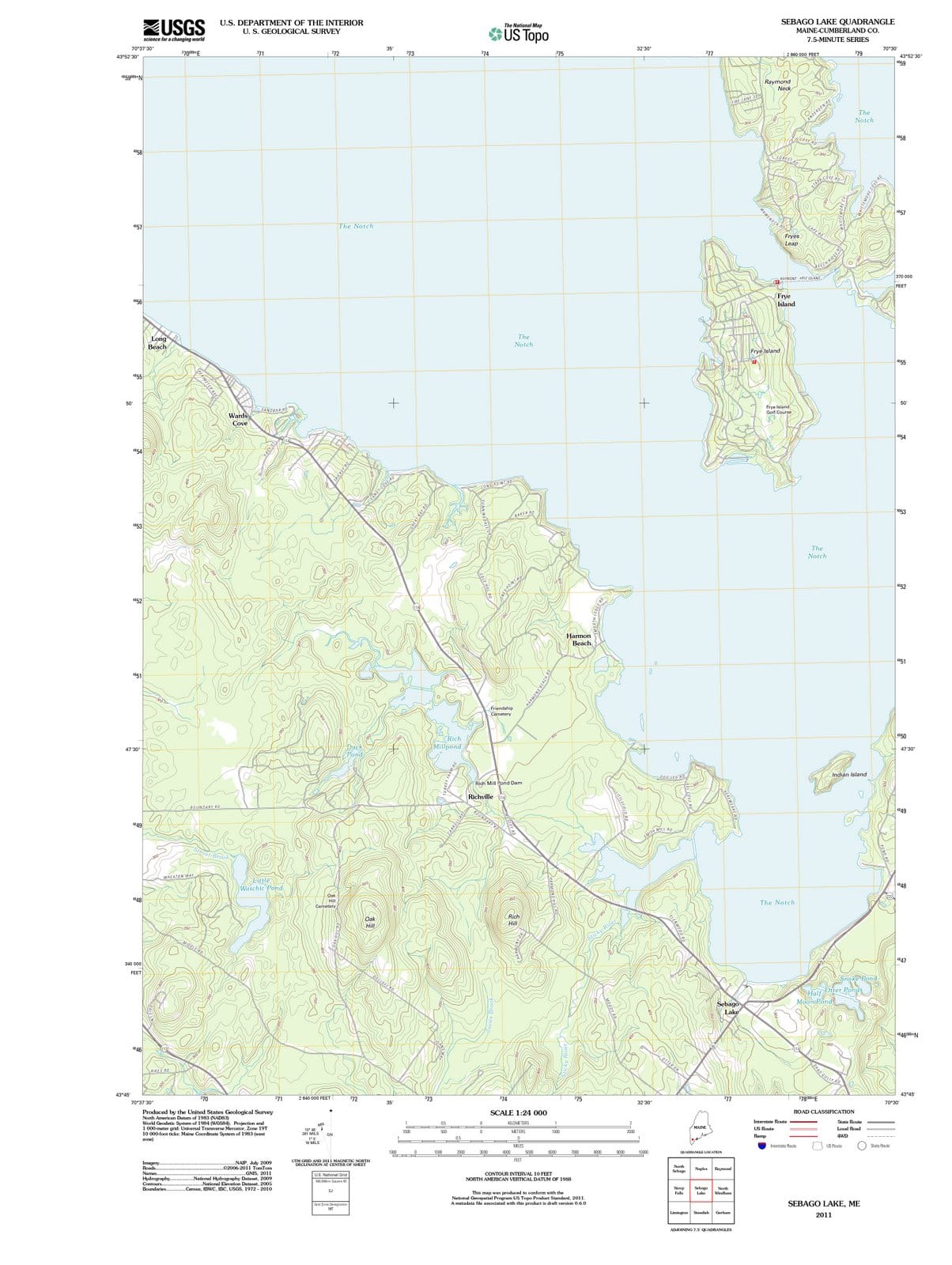 2011 Sebago Lake, ME - Maine - USGS Topographic Map