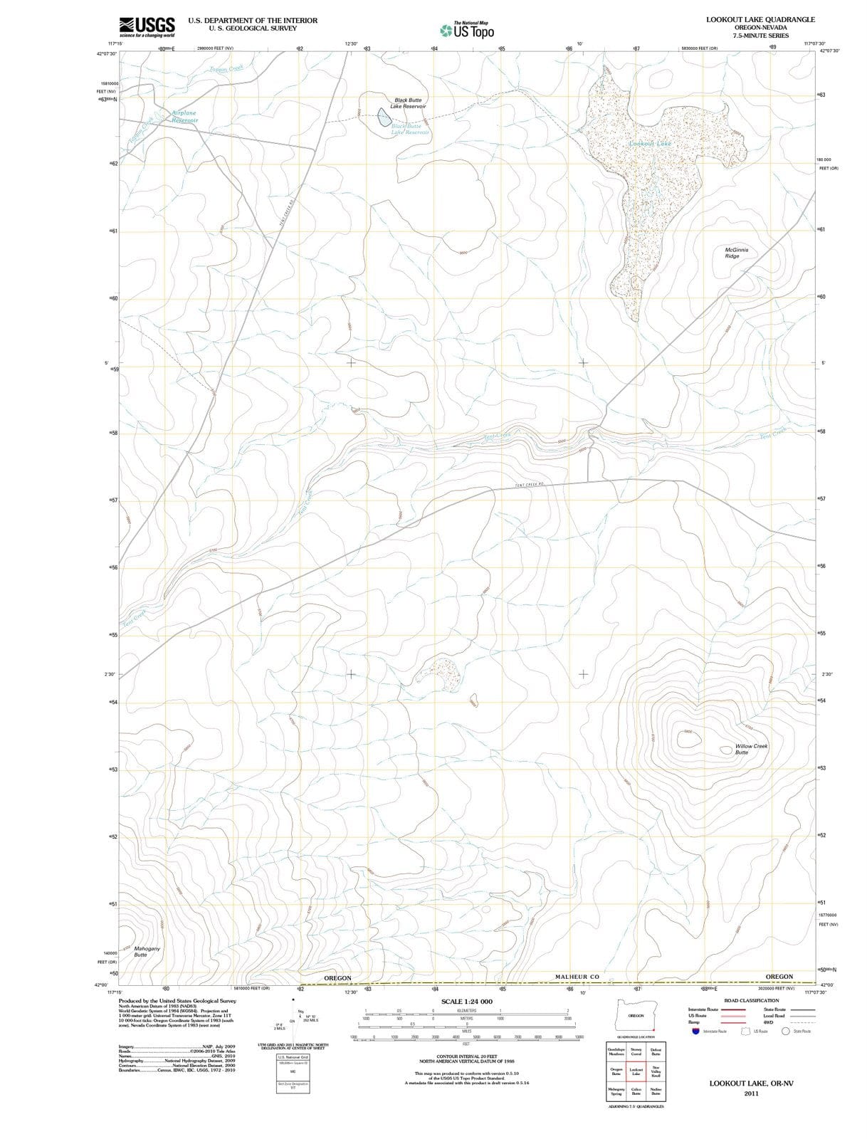 2011 Lookout Lake, OR - Oregon - USGS Topographic Map