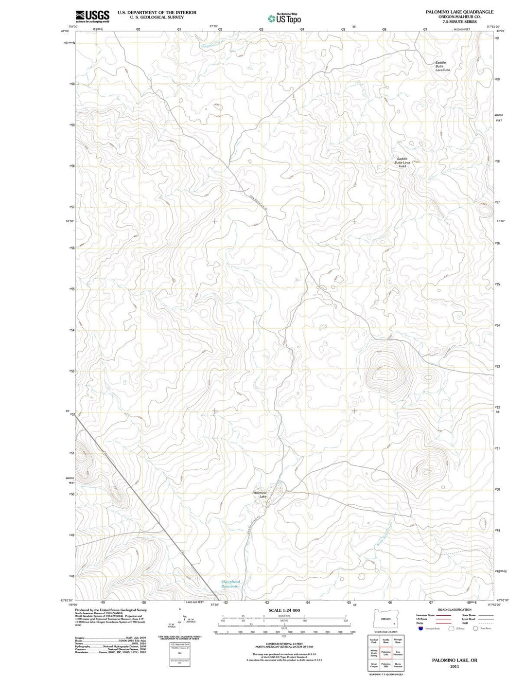 2011 Palomino Lake, OR - Oregon - USGS Topographic Map