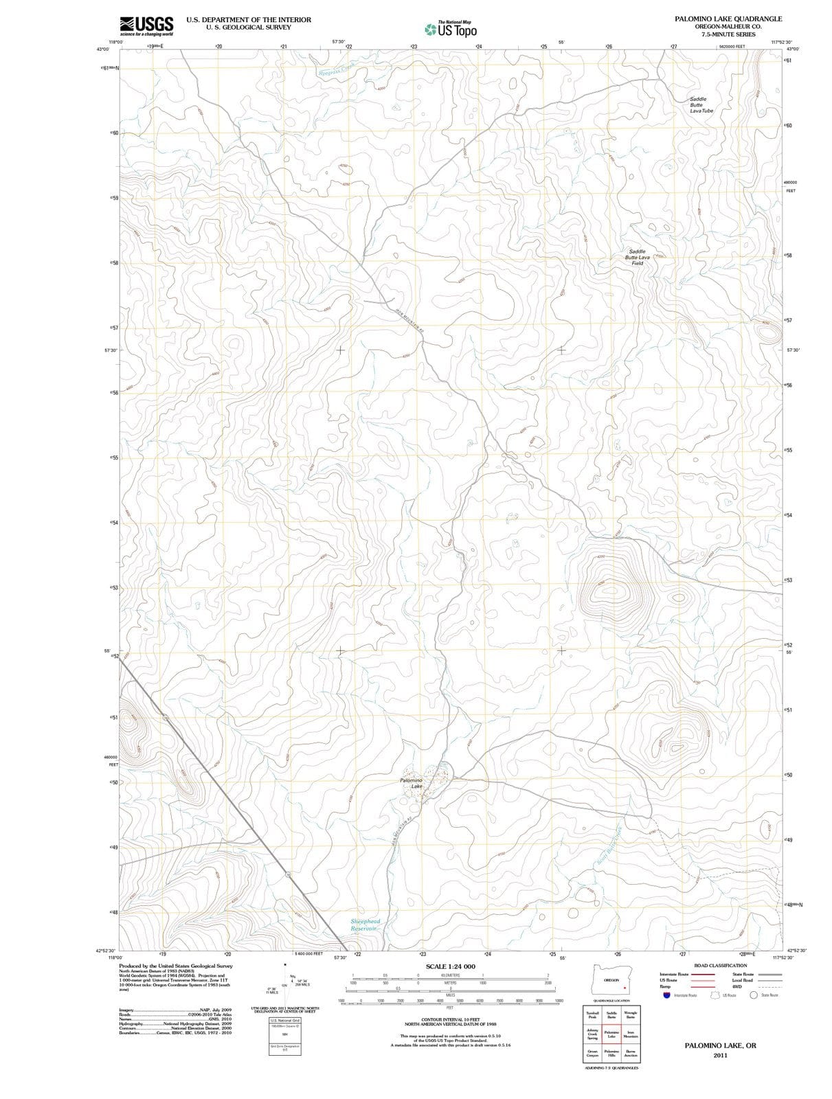 2011 Palomino Lake, OR - Oregon - USGS Topographic Map