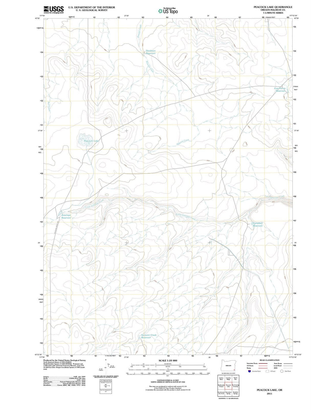 2011 Peacock Lake, OR - Oregon - USGS Topographic Map