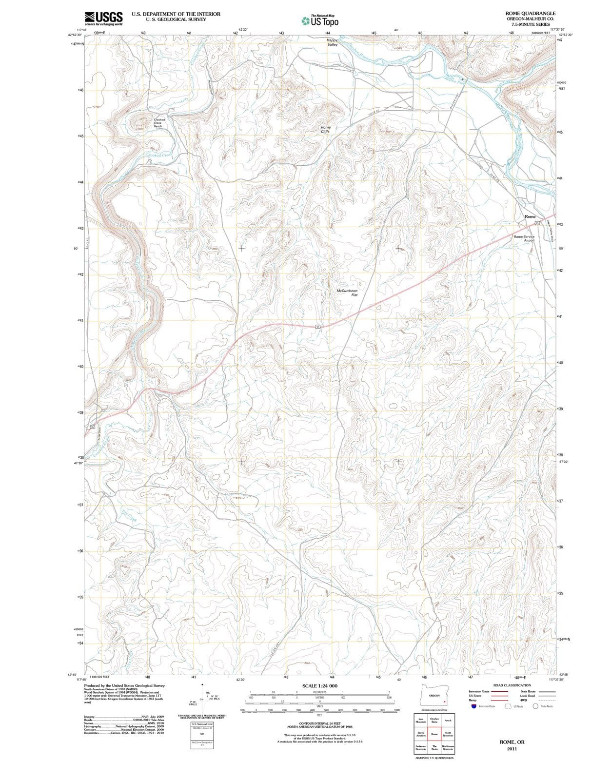 2011 Rome, OR - Oregon - USGS Topographic Map