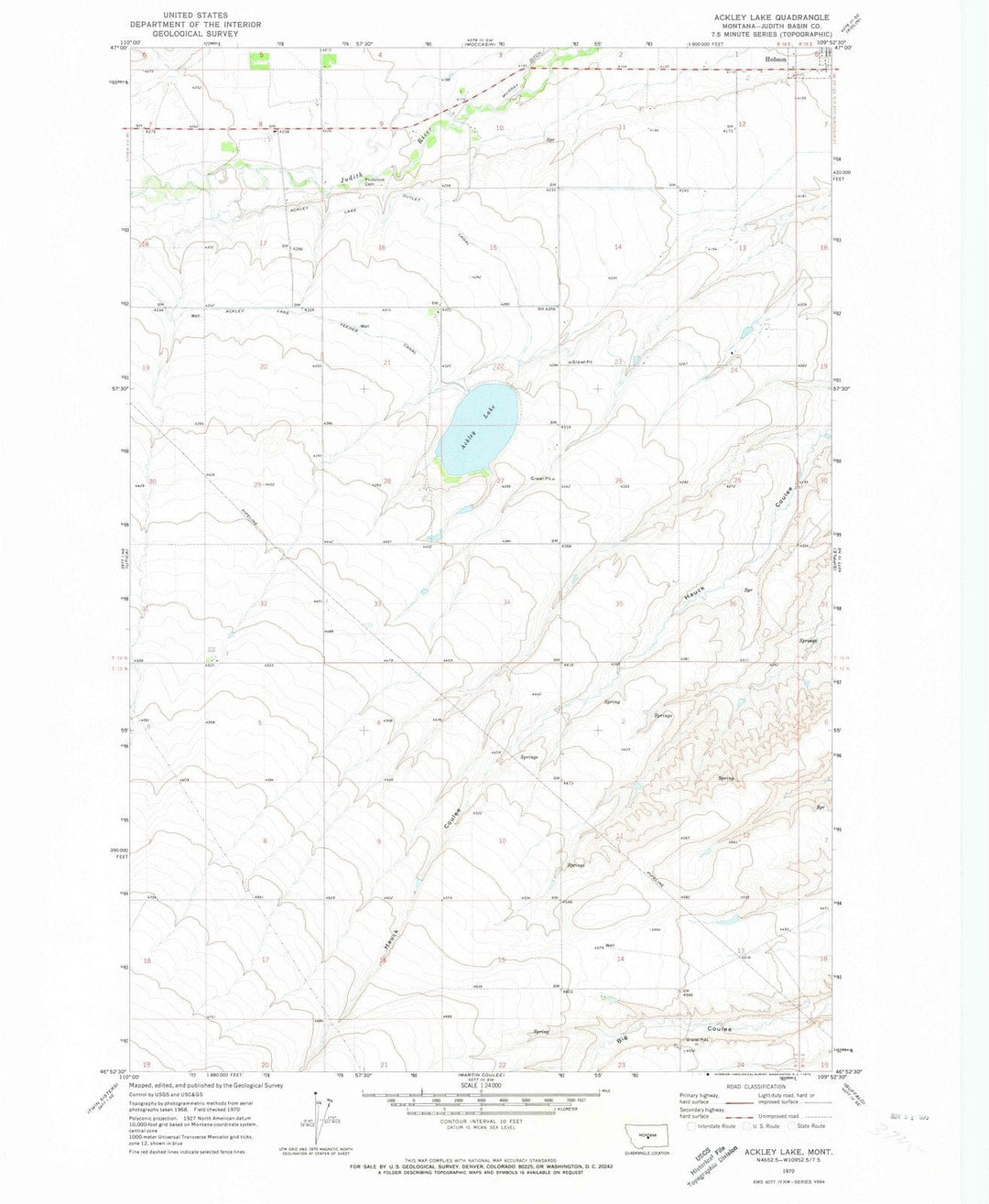 1970 Ackley Lake, MT - Montana - USGS Topographic Map