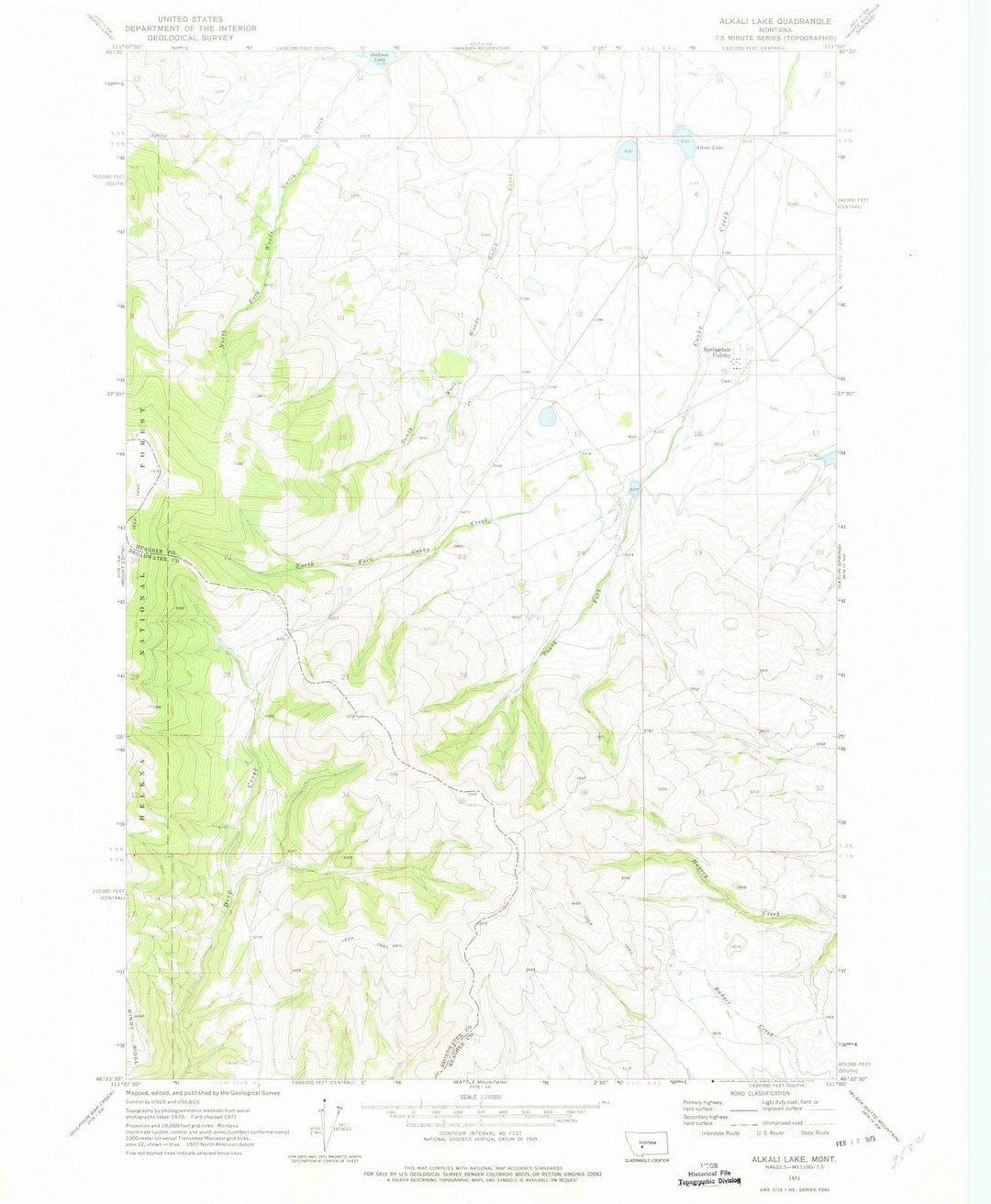 1971 Alkali Lake, MT - Montana - USGS Topographic Map