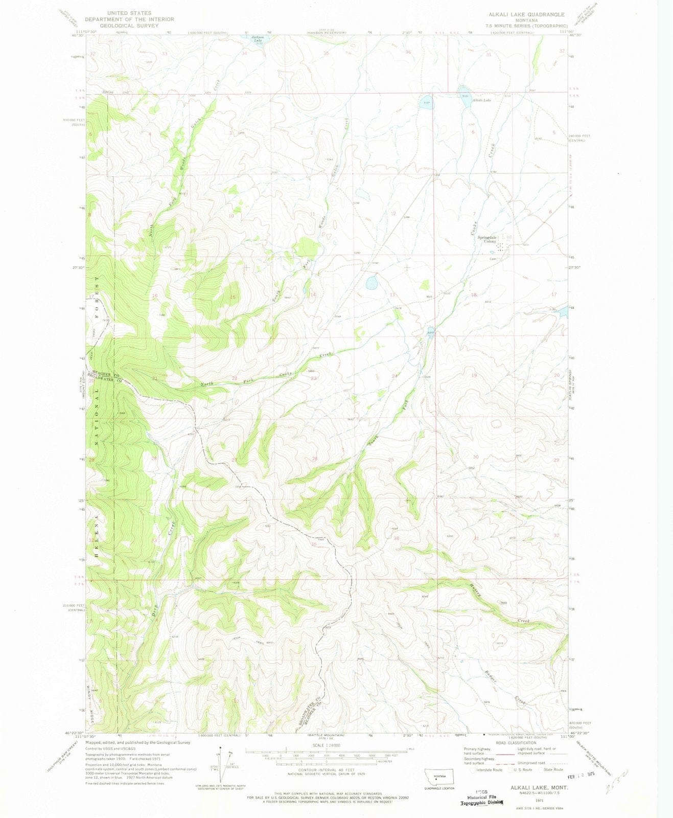 1971 Alkali Lake, MT - Montana - USGS Topographic Map