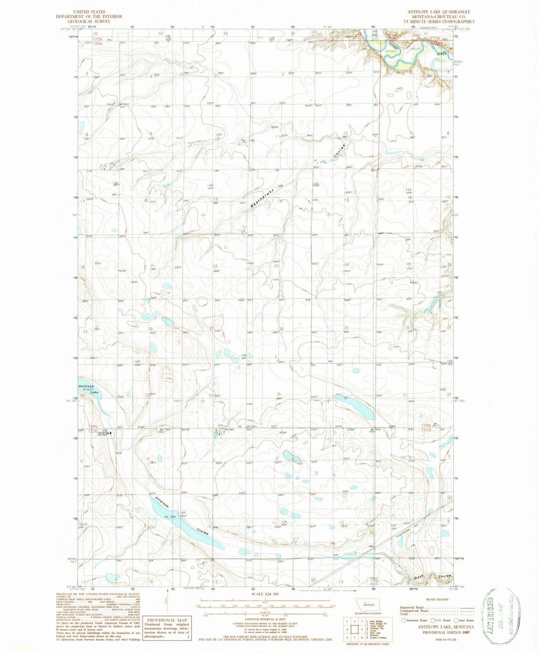 1987 Antelope Lake, MT - Montana - USGS Topographic Map