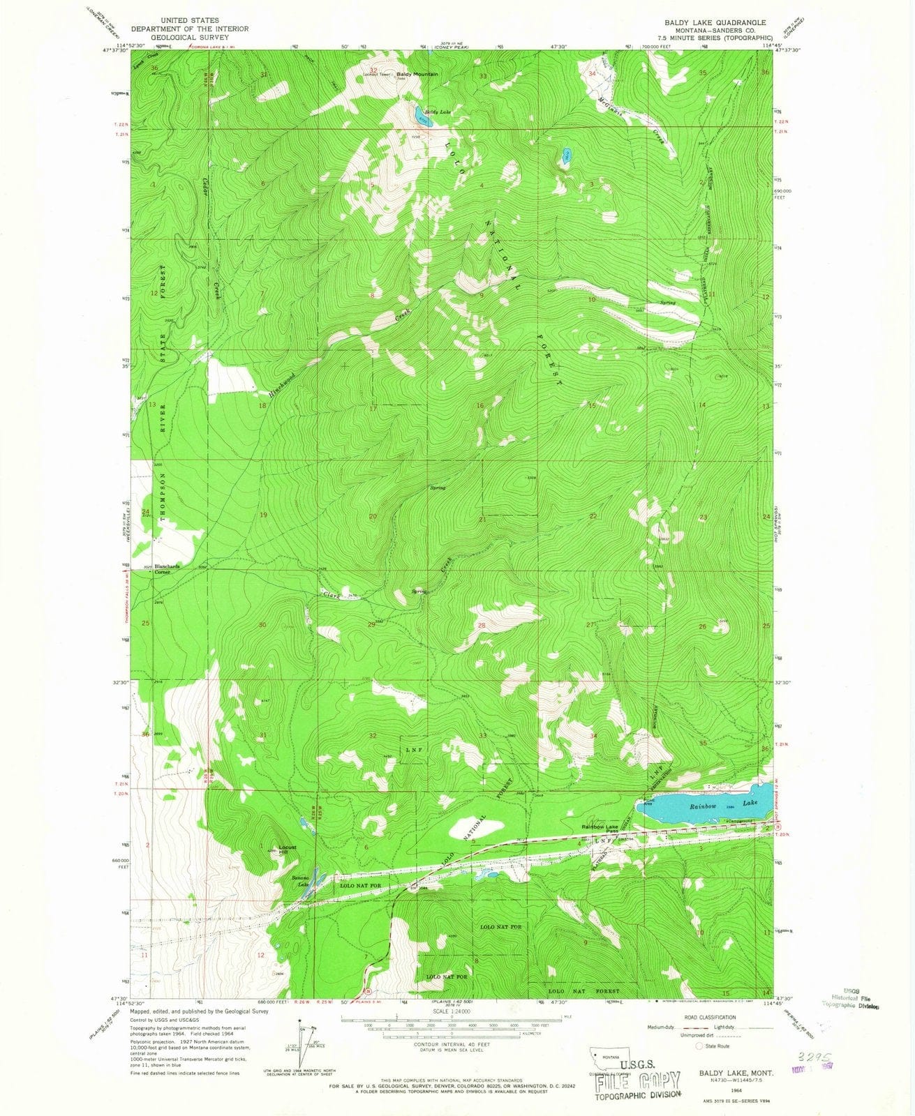 1964 Baldy Lake, MT - Montana - USGS Topographic Map