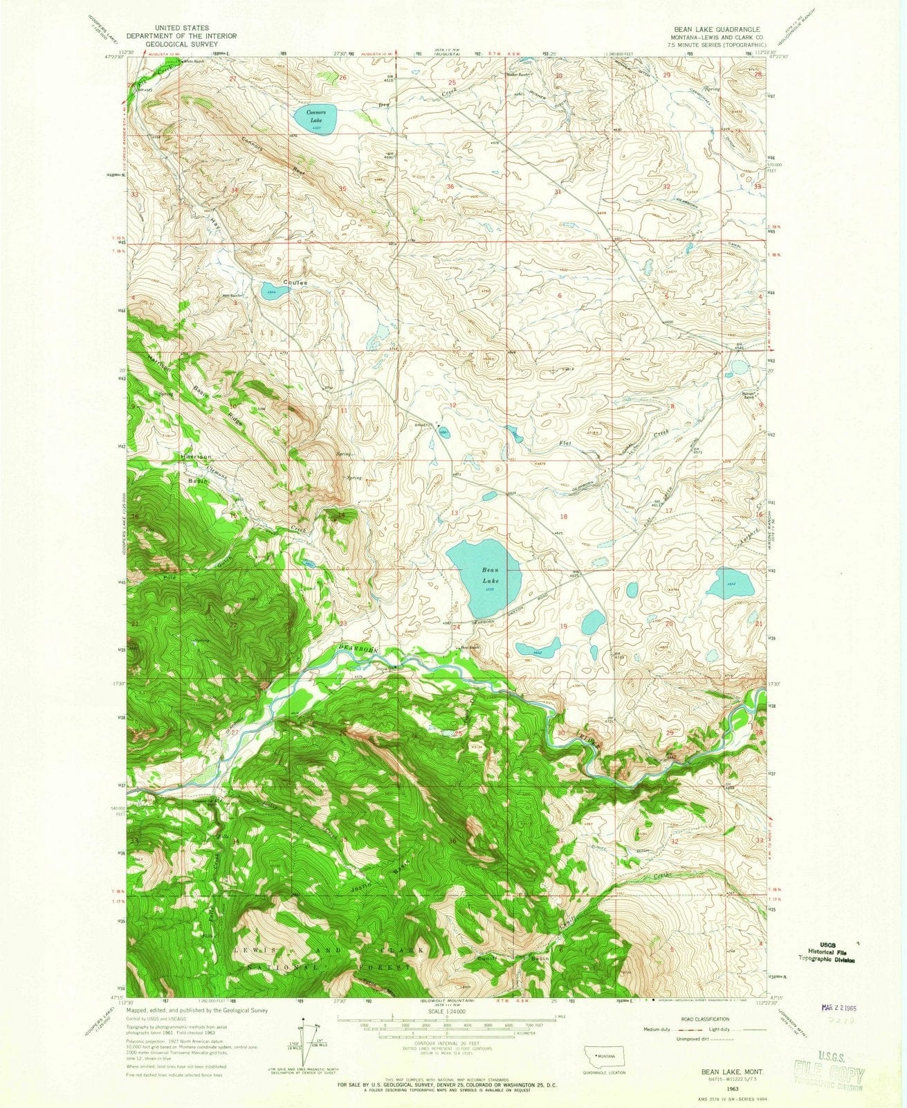 1963 Bean Lake, MT - Montana - USGS Topographic Map