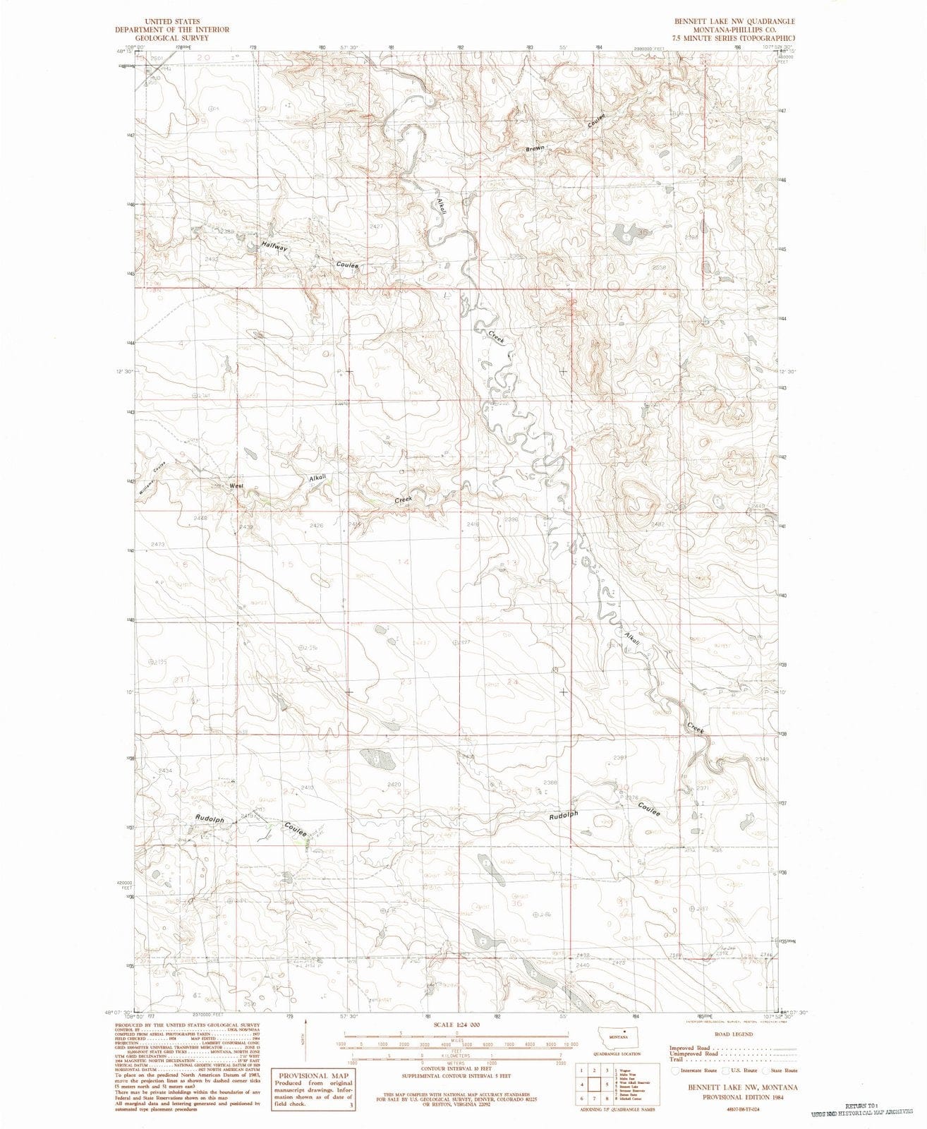 1984 Bennett Lake, MT - Montana - USGS Topographic Map