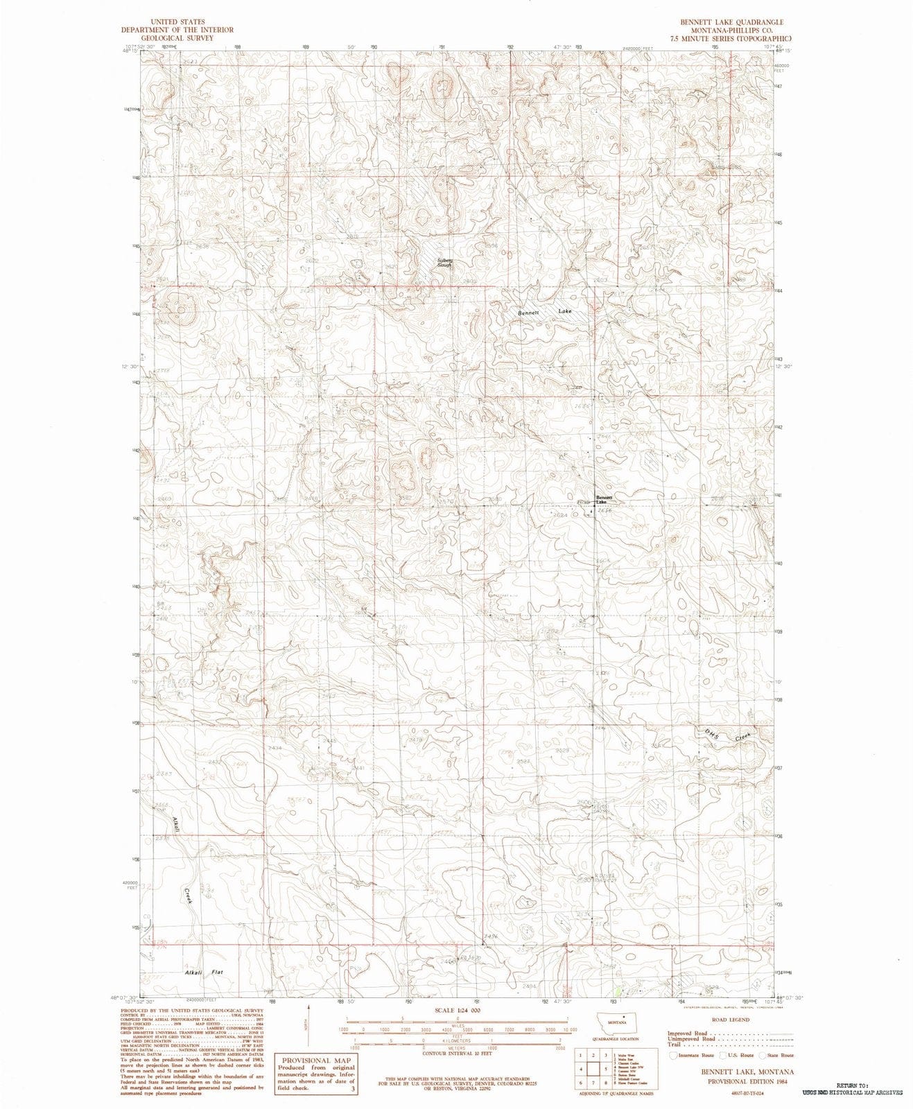 1984 Bennett Lake, MT - Montana - USGS Topographic Map v2