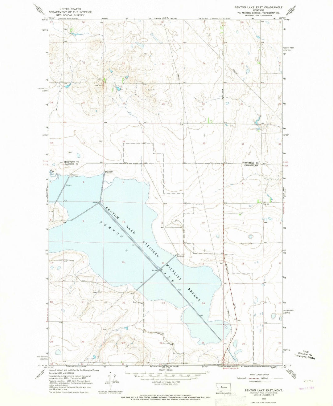 1965 Benton Lake East, MT - Montana - USGS Topographic Map