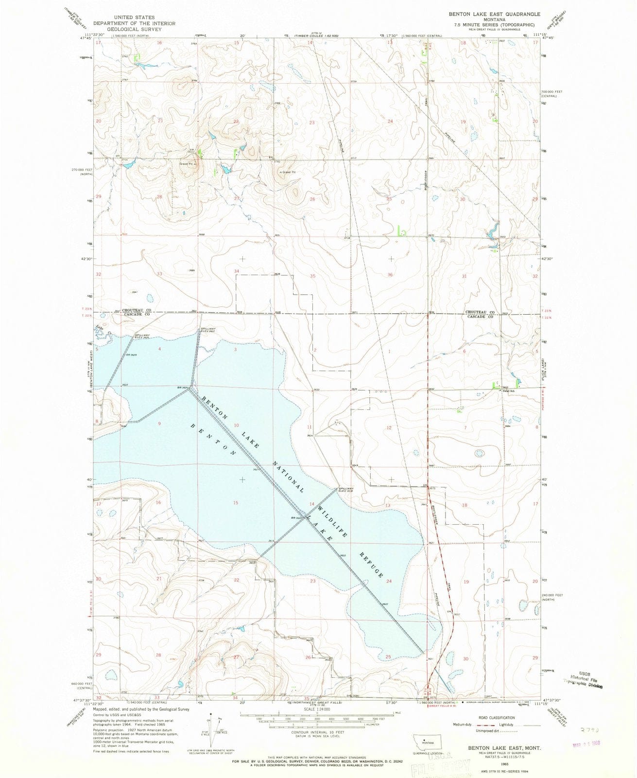 1965 Benton Lake East, MT - Montana - USGS Topographic Map