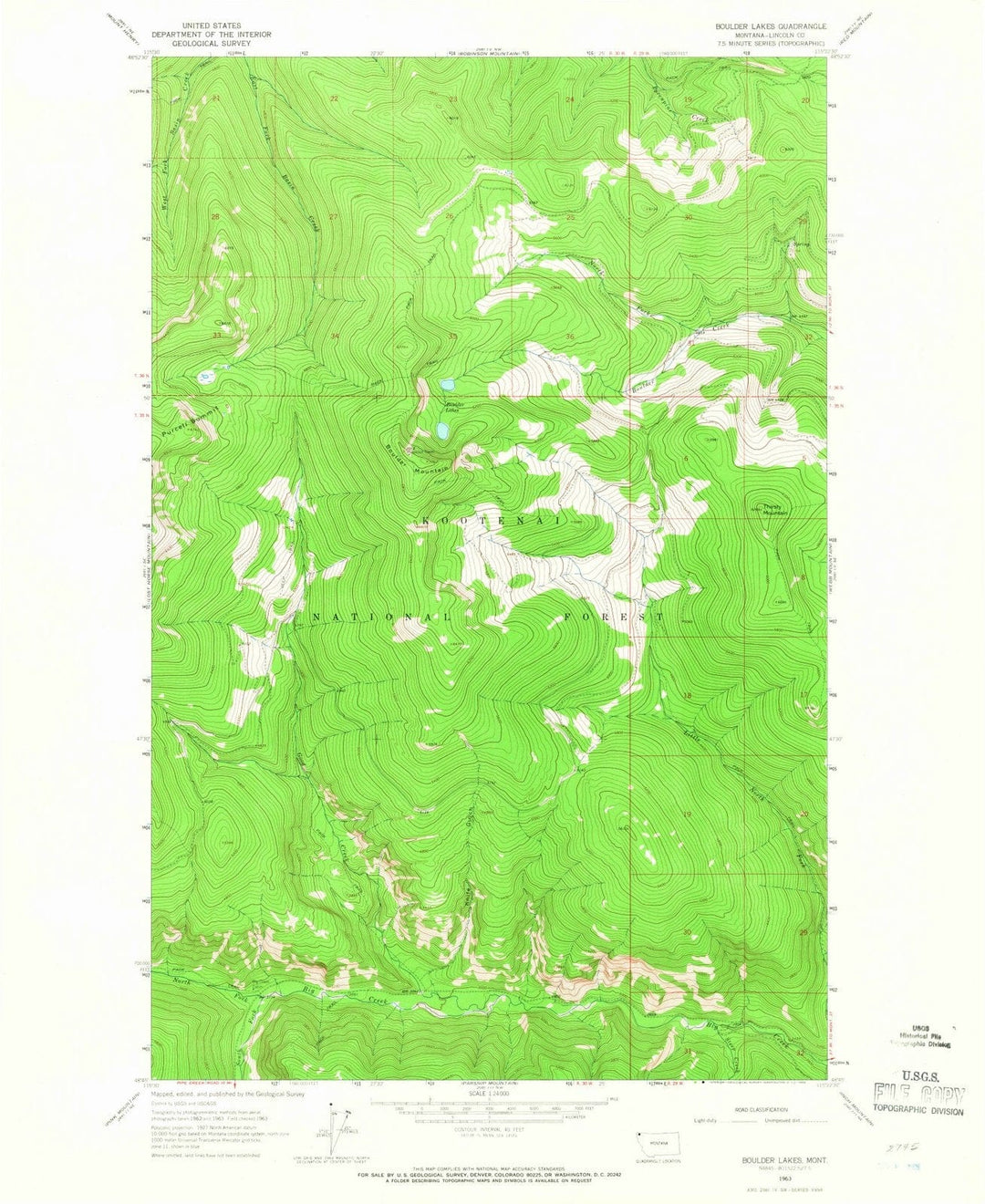 1963 Boulder Lakes, MT - Montana - USGS Topographic Map