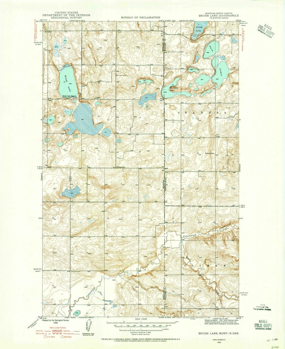 1946 Brush Lake, MT - Montana - USGS Topographic Map