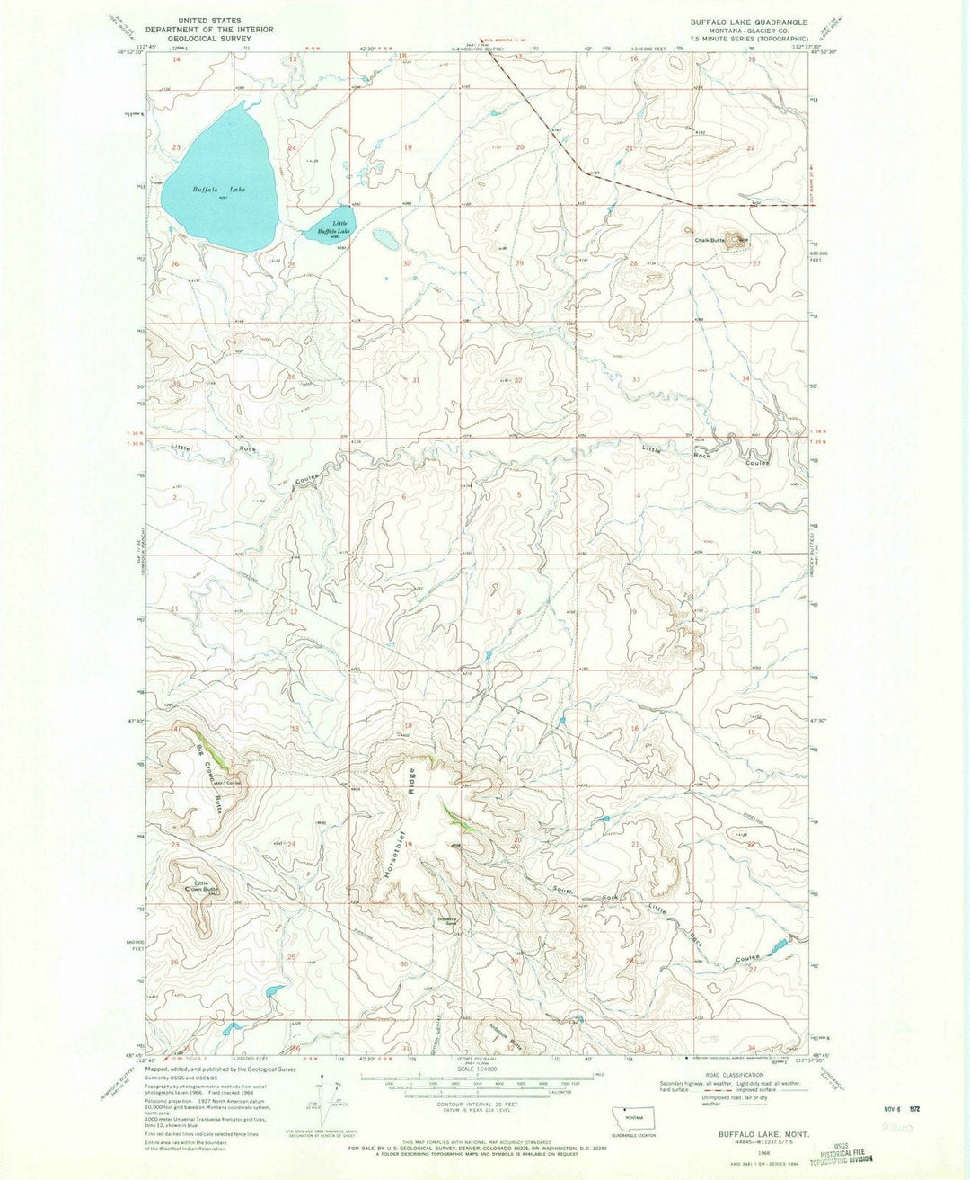 1968 Buffalo Lake, MT - Montana - USGS Topographic Map