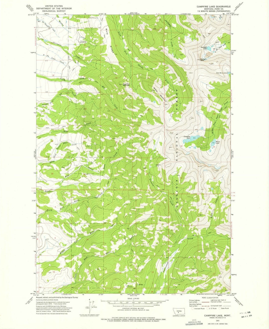 1972 Campfire Lake, MT - Montana - USGS Topographic Map