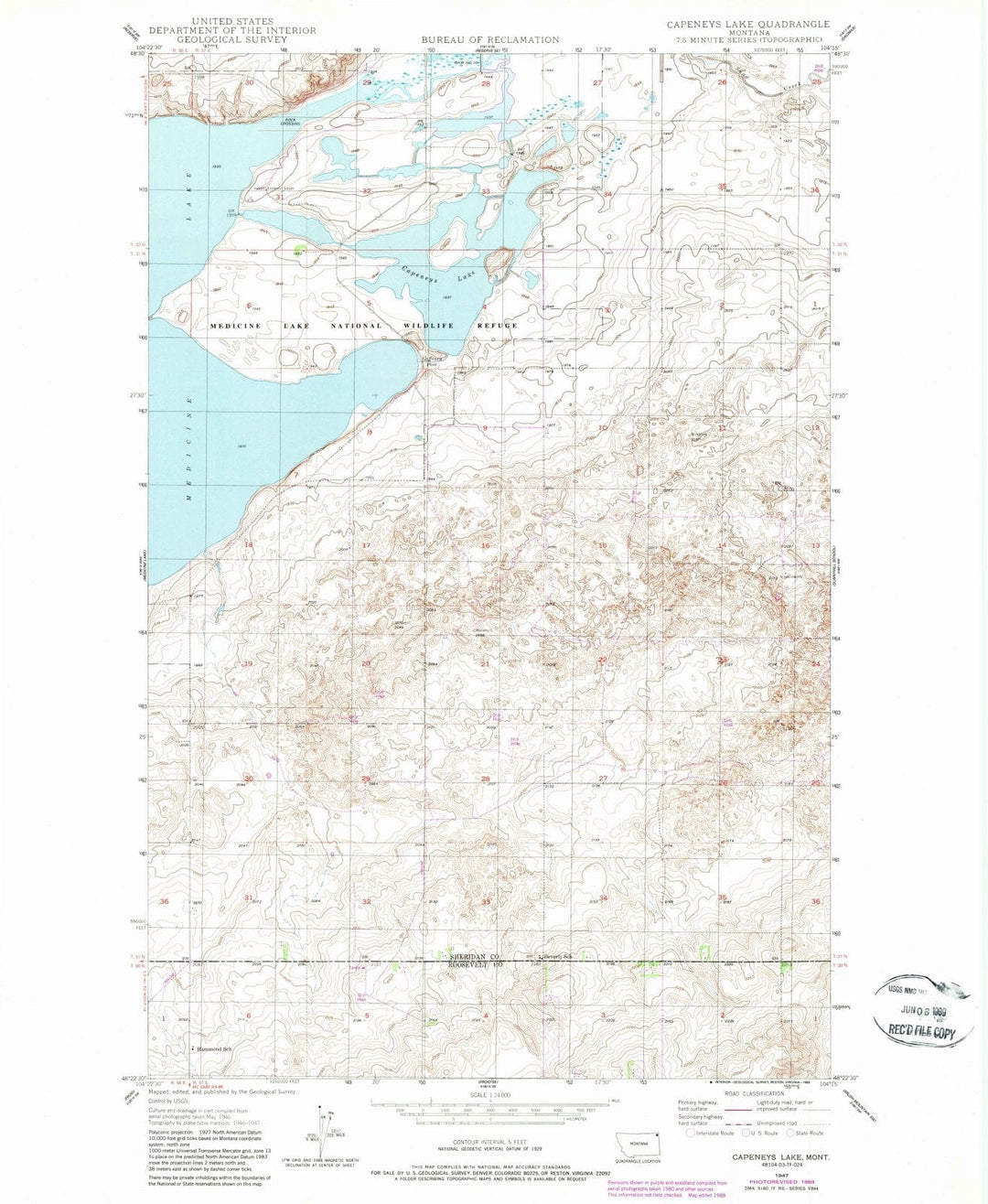 1947 Capeneys Lake, MT - Montana - USGS Topographic Map