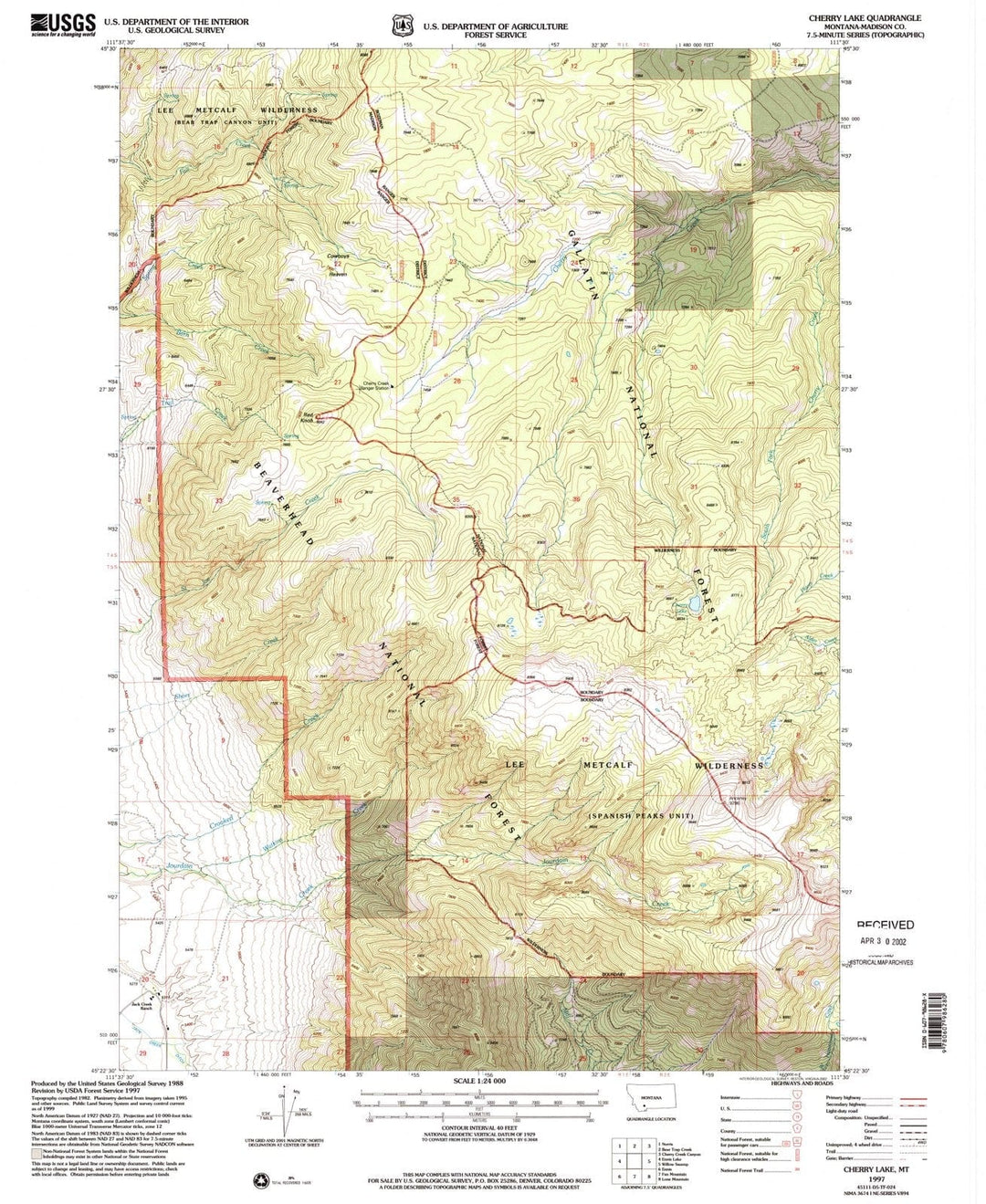 1997 Cherry Lake, MT - Montana - USGS Topographic Map