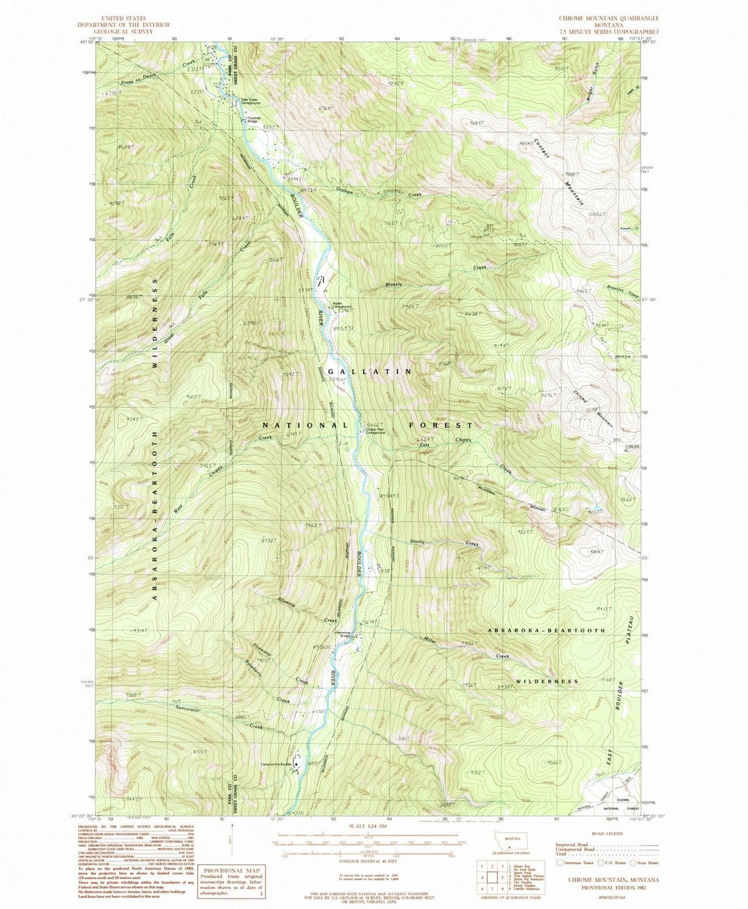 1987 Chrome Mountain, MT - Montana - USGS Topographic Map