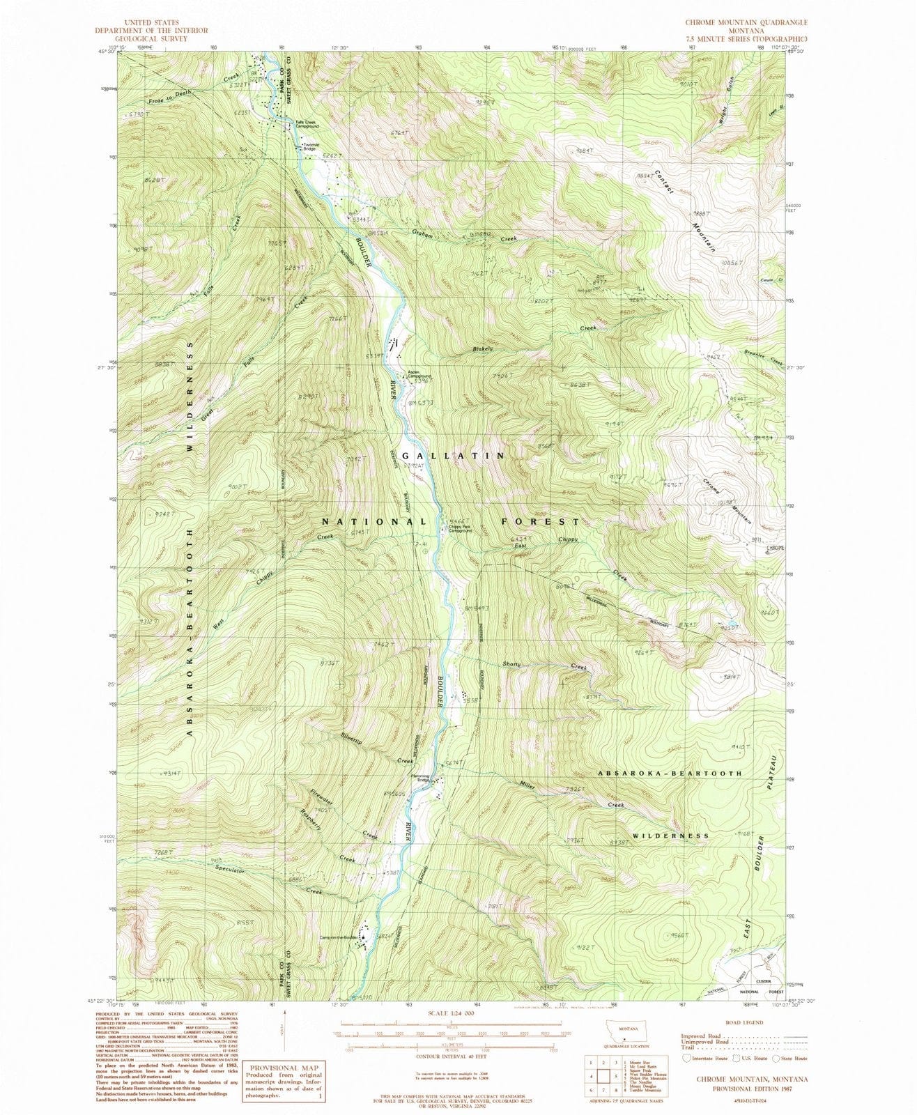 1987 Chrome Mountain, MT - Montana - USGS Topographic Map