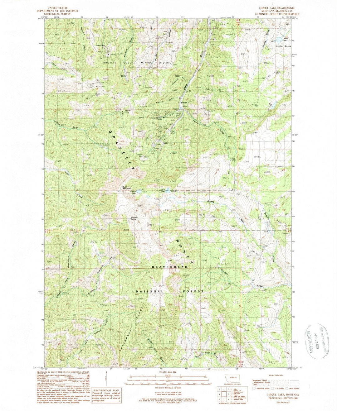 1988 Cirque Lake, MT - Montana - USGS Topographic Map