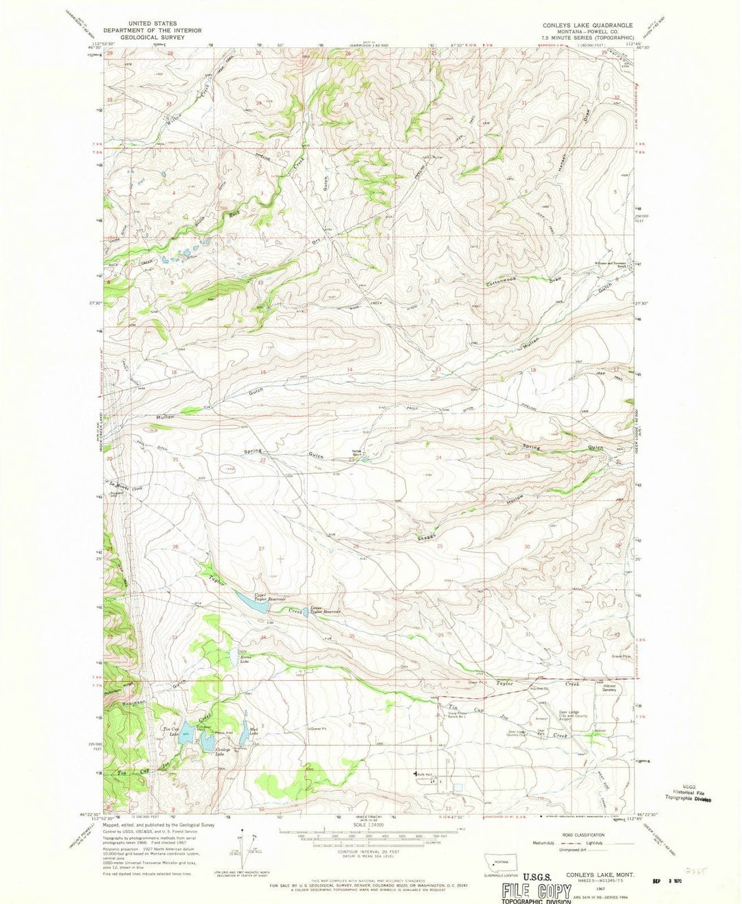 1967 Conleys Lake, MT - Montana - USGS Topographic Map