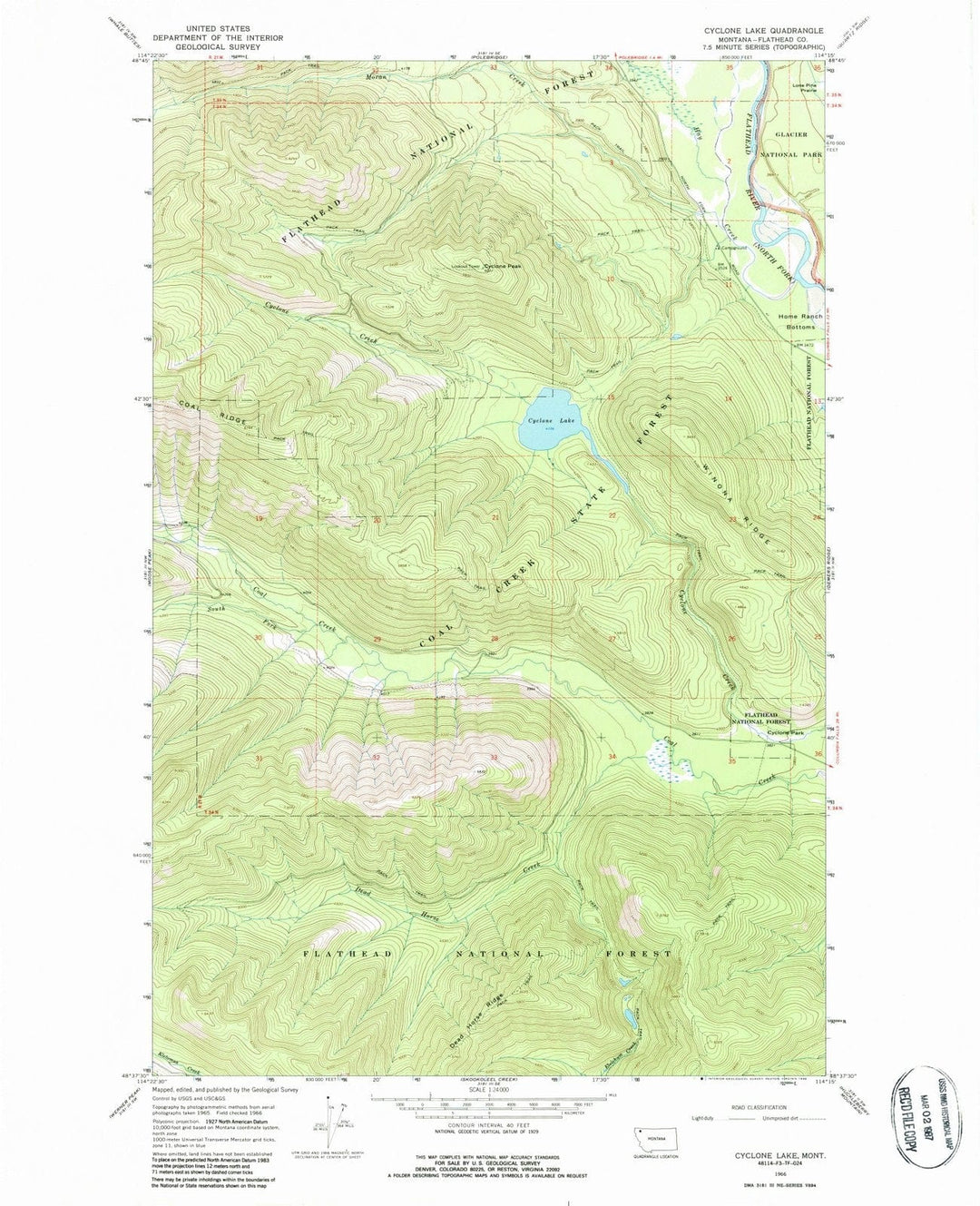 1966 Cyclone Lake, MT - Montana - USGS Topographic Map