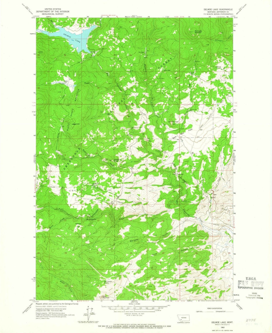 1963 Delmoe Lake, MT - Montana - USGS Topographic Map