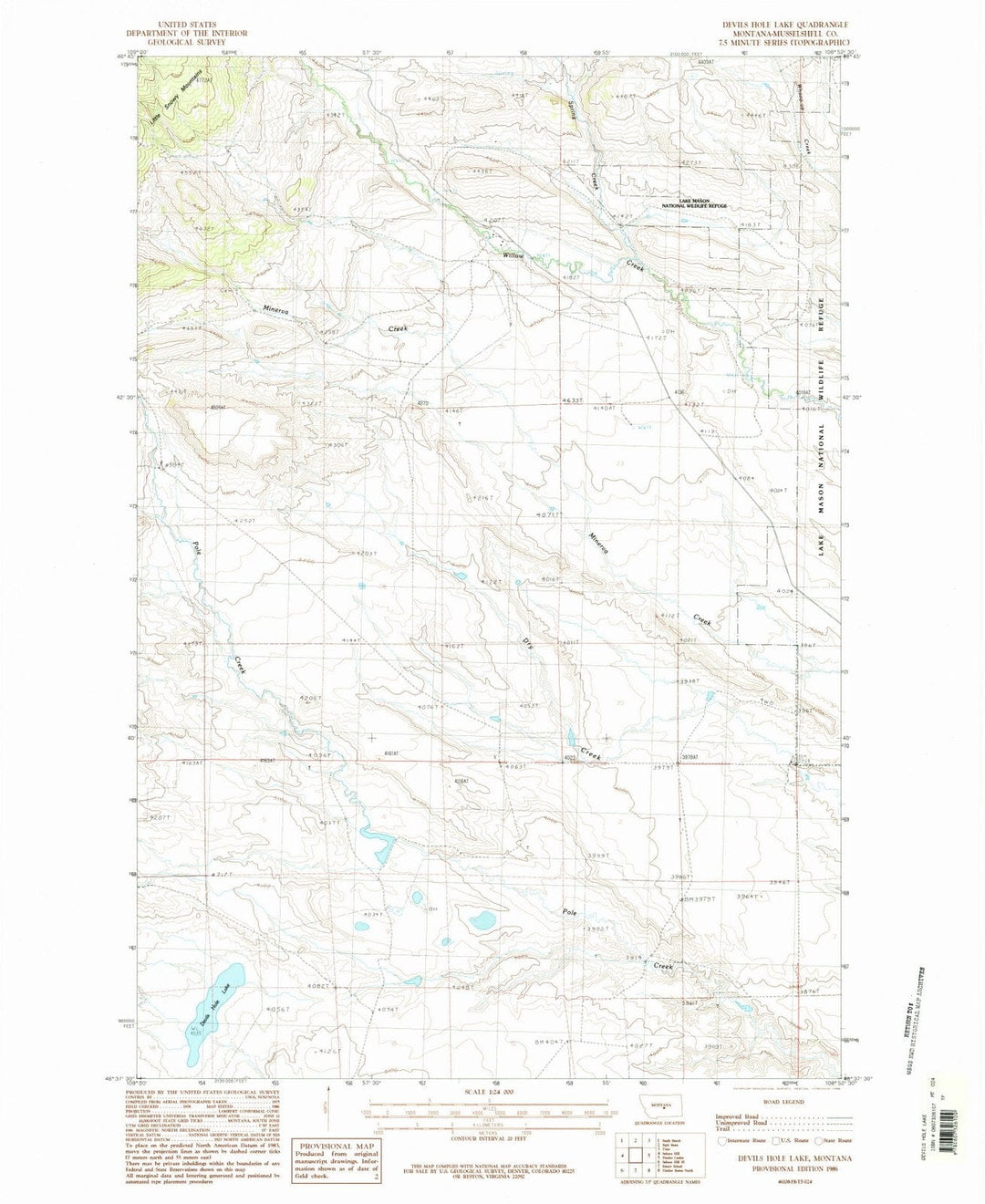 1986 Devils Hole Lake, MT - Montana - USGS Topographic Map