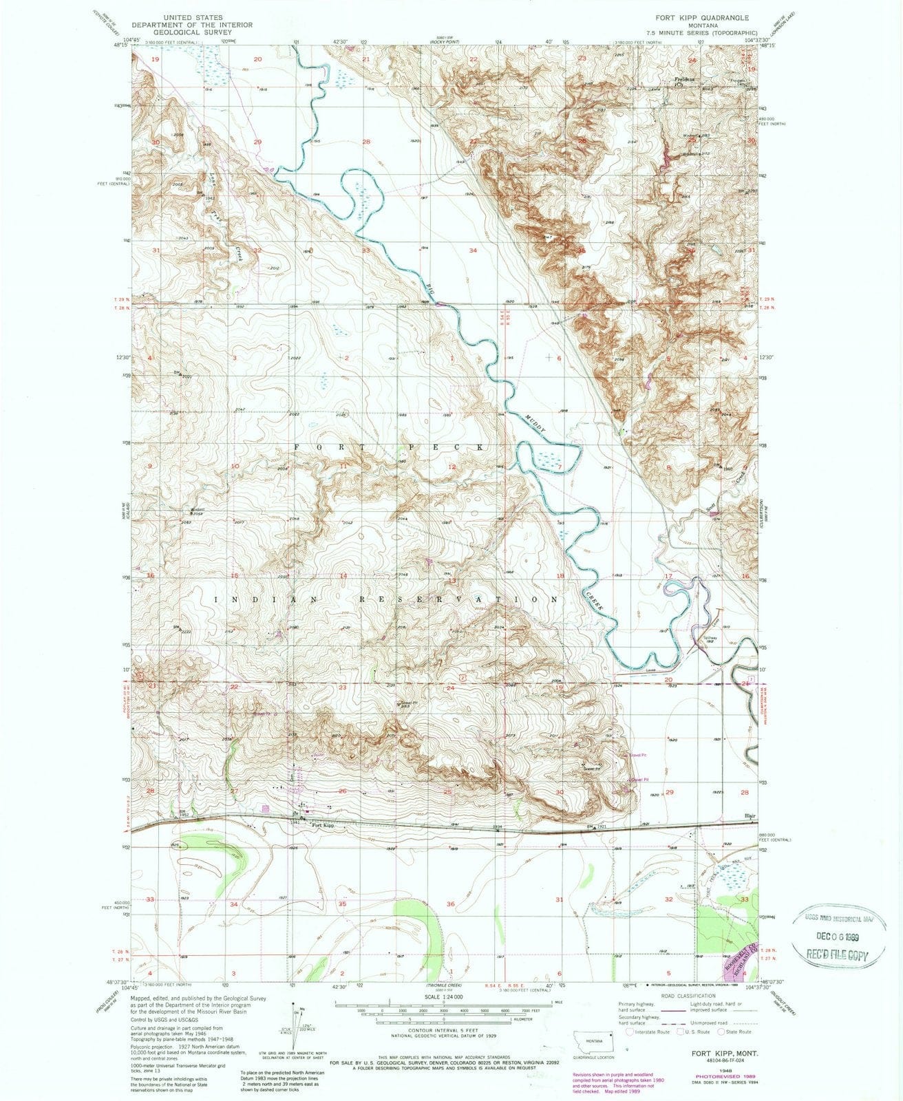 1948 Fort Kipp, MT - Montana - USGS Topographic Map